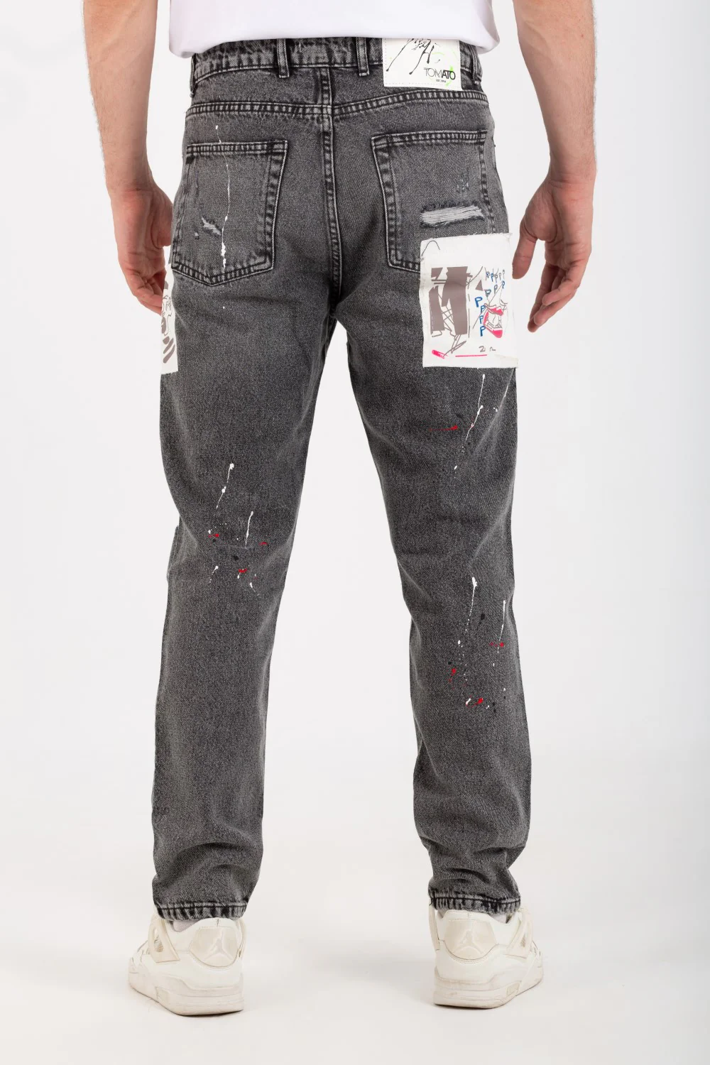 Men's Boyfriend Cutting Jeans Printed With Badge Tomato On The Back - Image 17
