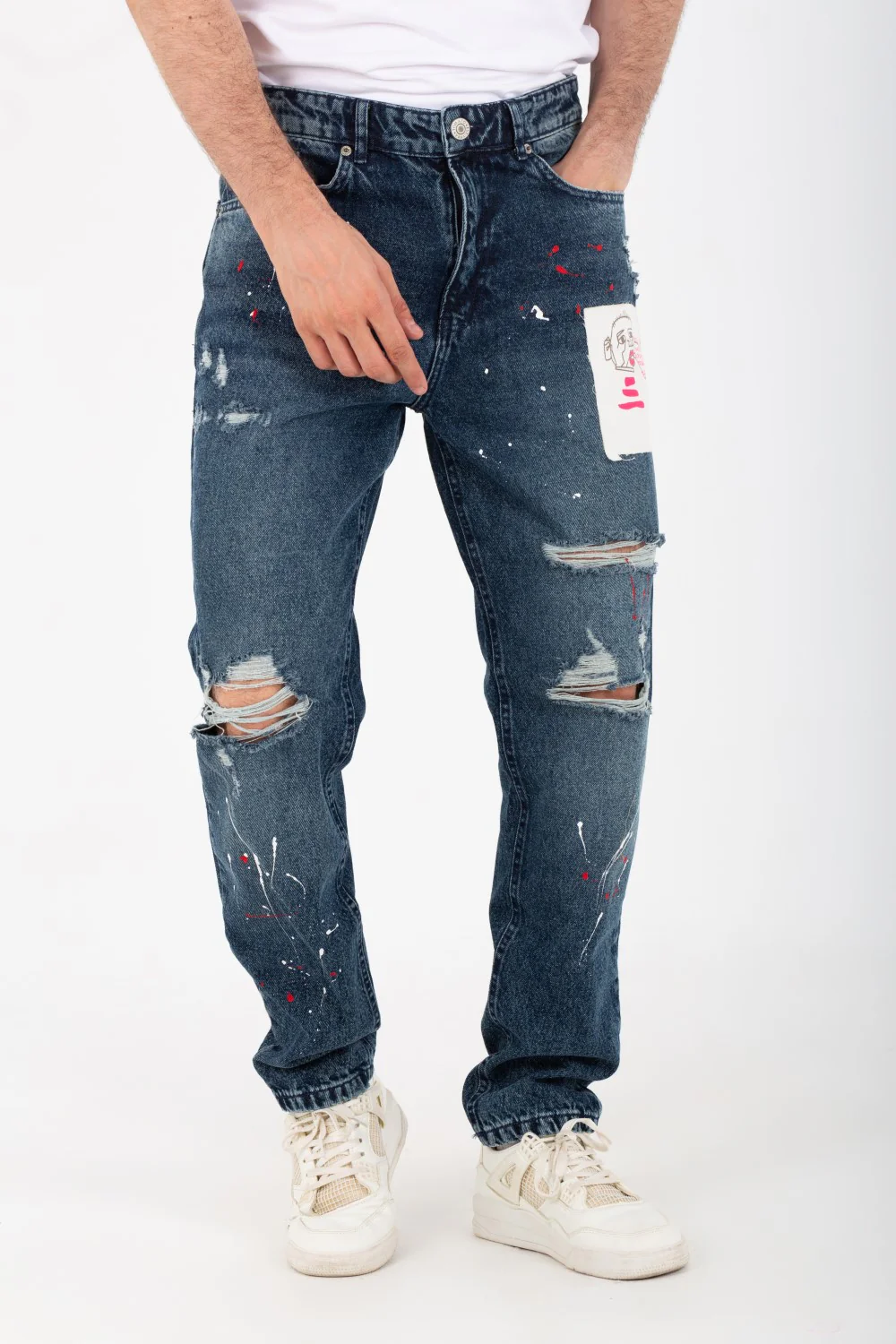 Men's Boyfriend Cutting Jeans Printed With Badge Tomato On The Back - Image 19