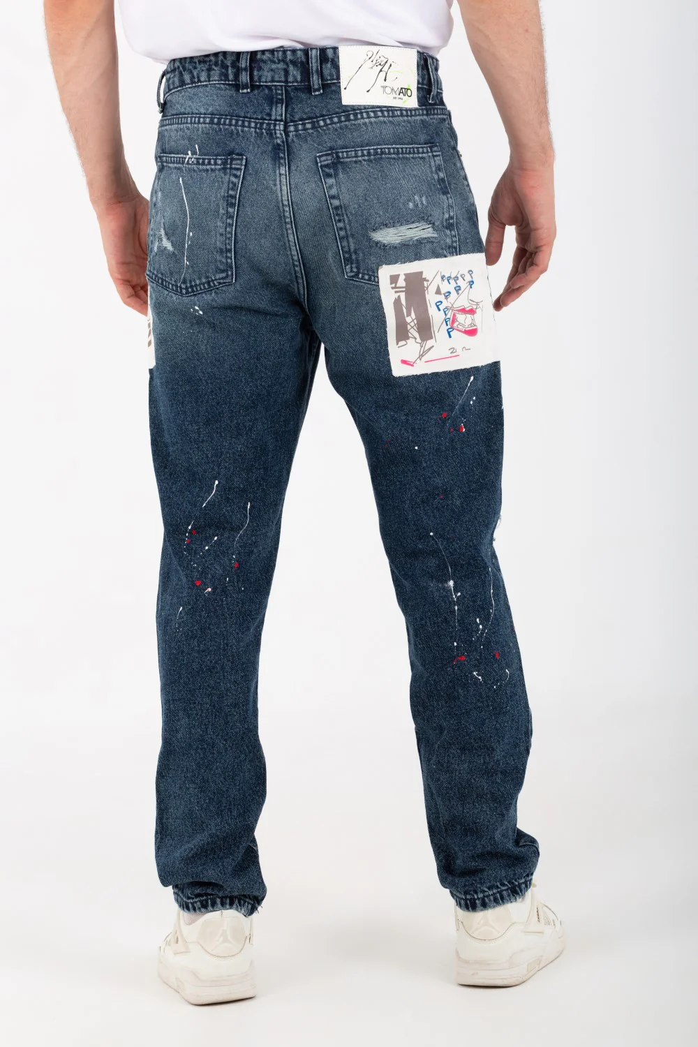 Men's Boyfriend Cutting Jeans Printed With Badge Tomato On The Back - Image 20