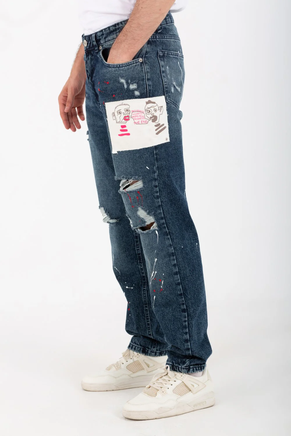 Men's Boyfriend Cutting Jeans Printed With Badge Tomato On The Back - Image 21