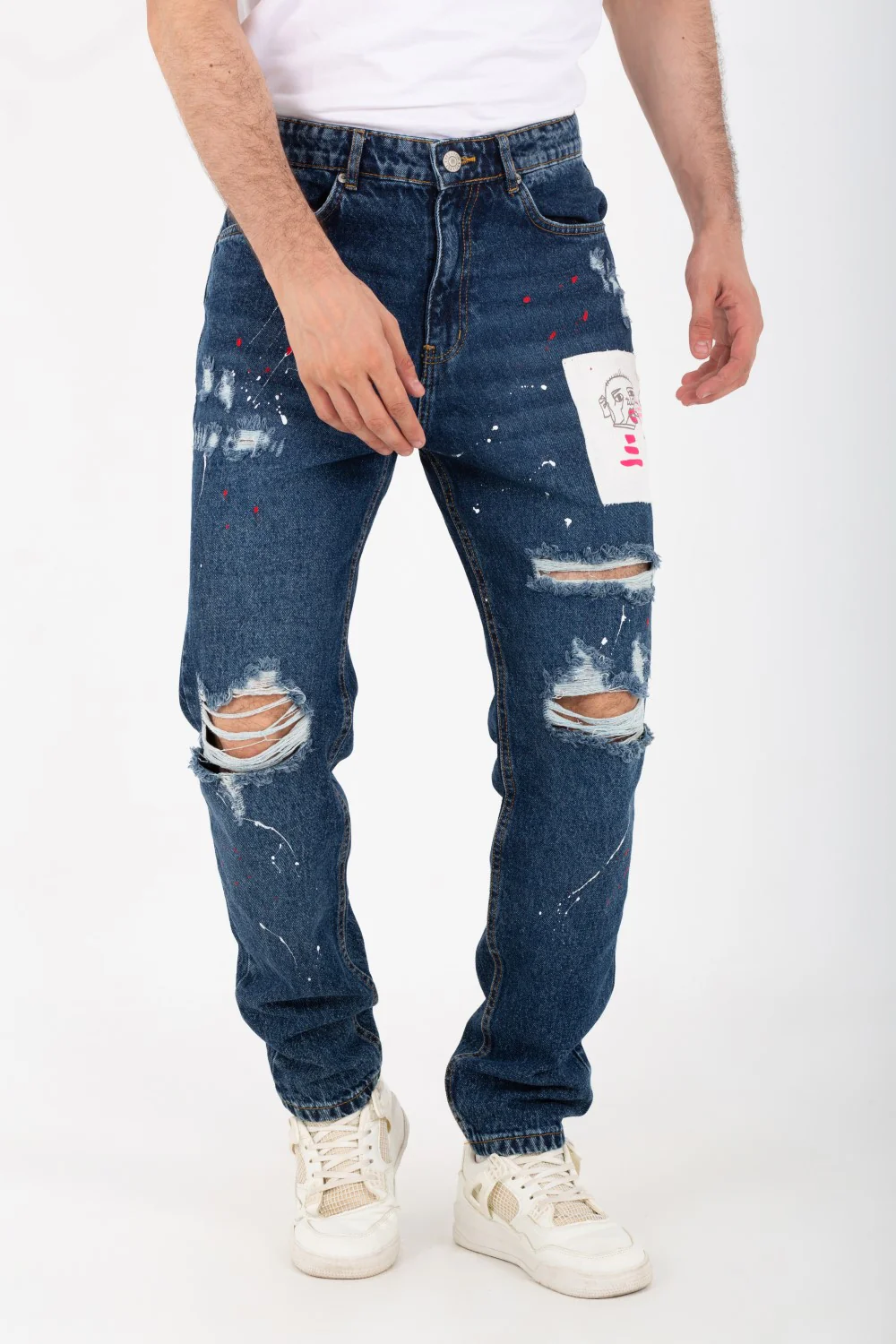 Men's Boyfriend Cutting Jeans Printed With Badge Tomato On The Back - Image 22