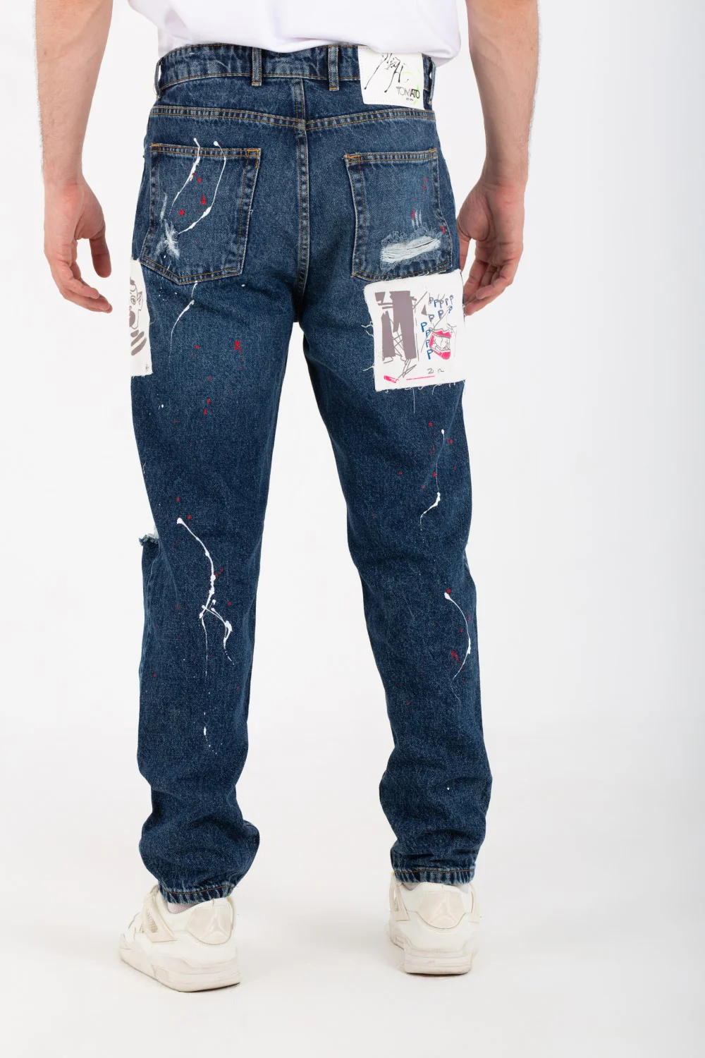 Men's Boyfriend Cutting Jeans Printed With Badge Tomato On The Back - Image 23