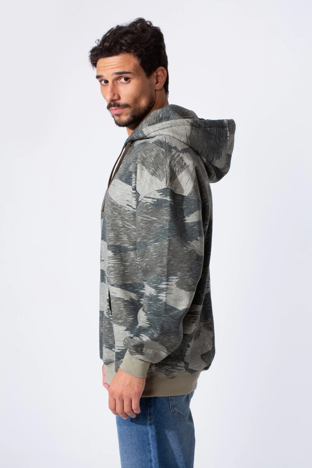 Men's Camo Melton Regular Fit Hooded Long Sleeves Sweatshirt - Image 11