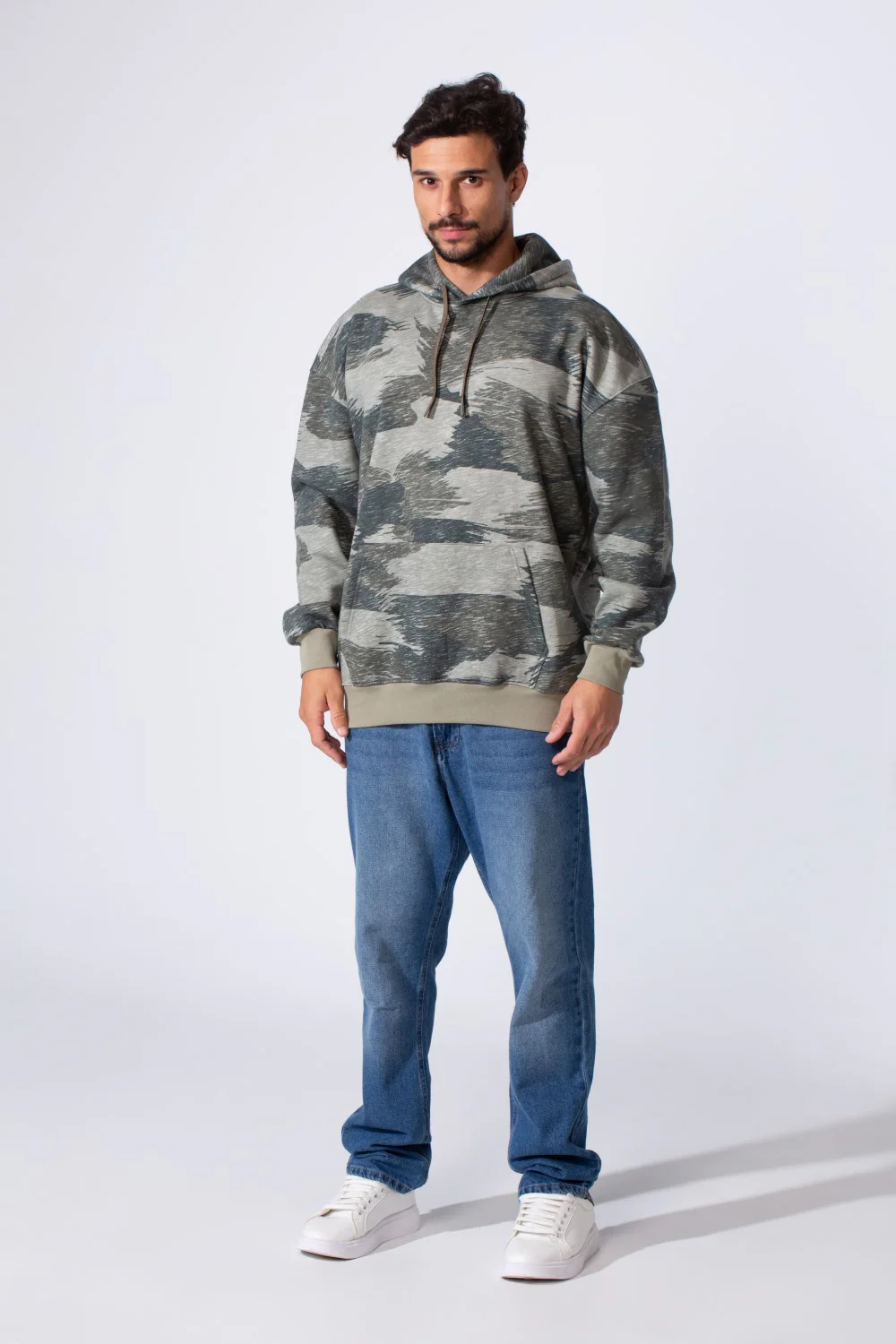 Men's Camo Melton Regular Fit Hooded Long Sleeves Sweatshirt - Image 12