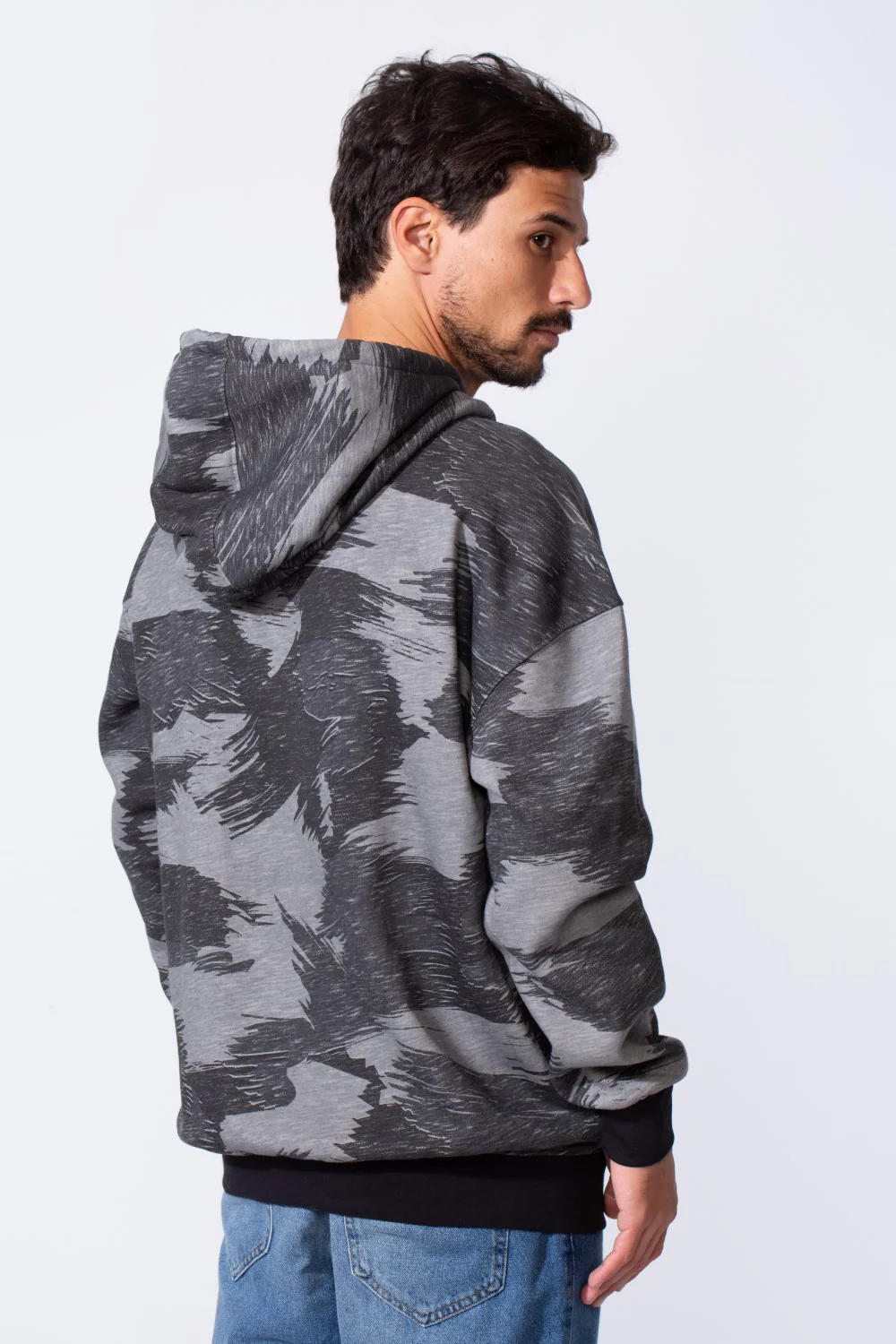 Men's Camo Melton Regular Fit Hooded Long Sleeves Sweatshirt - Image 2