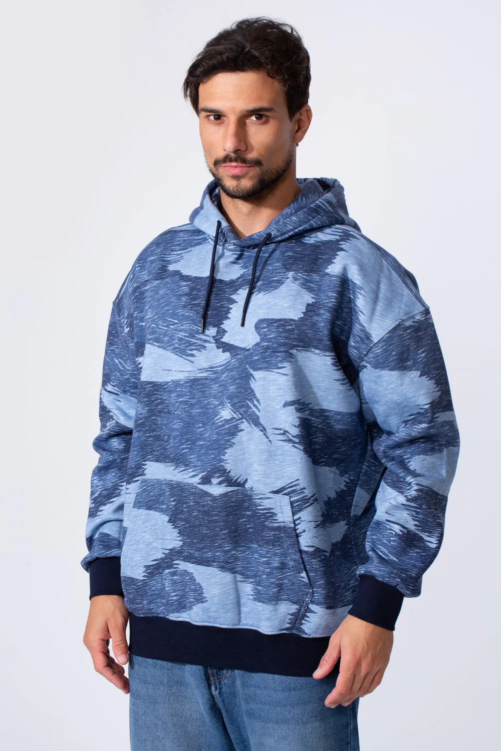 Men's Camo Melton Regular Fit Hooded Long Sleeves Sweatshirt - Image 5