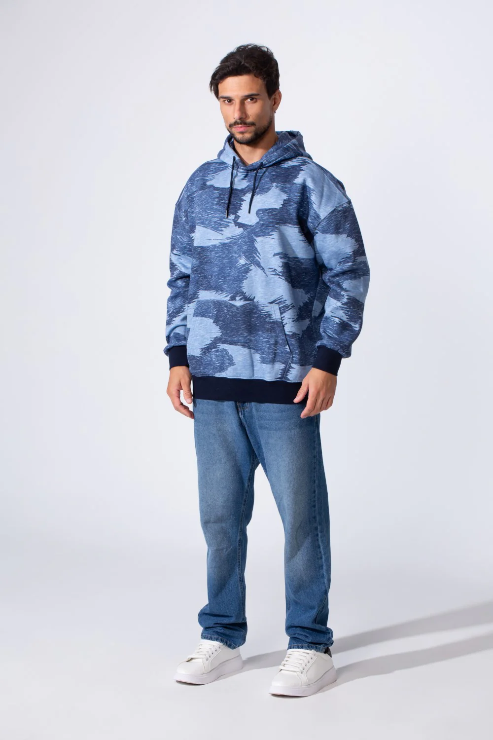 Men's Camo Melton Regular Fit Hooded Long Sleeves Sweatshirt - Image 8