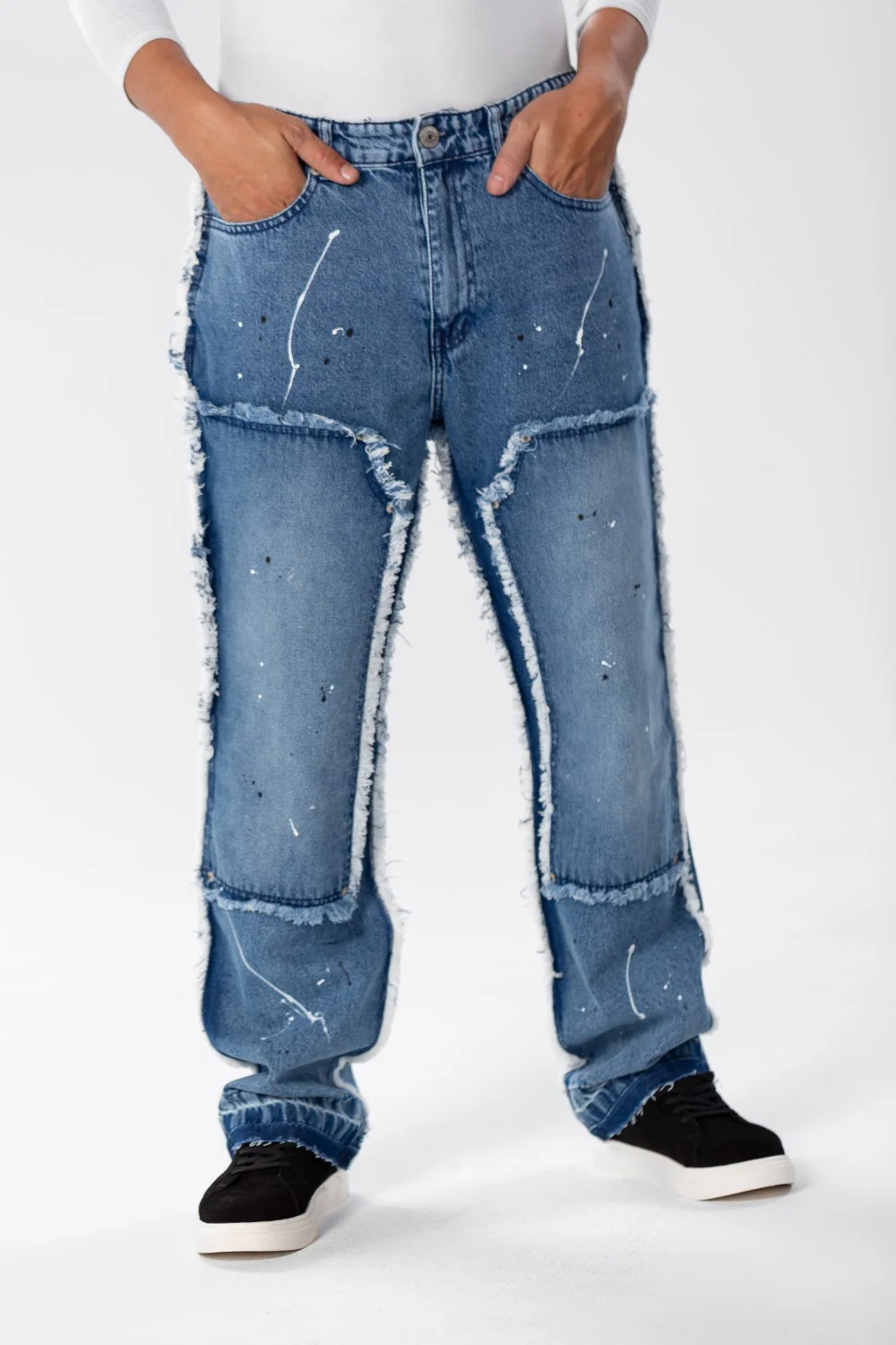 Men's Cargo Jeans Pants With A Modern Print And Cut - Image 13