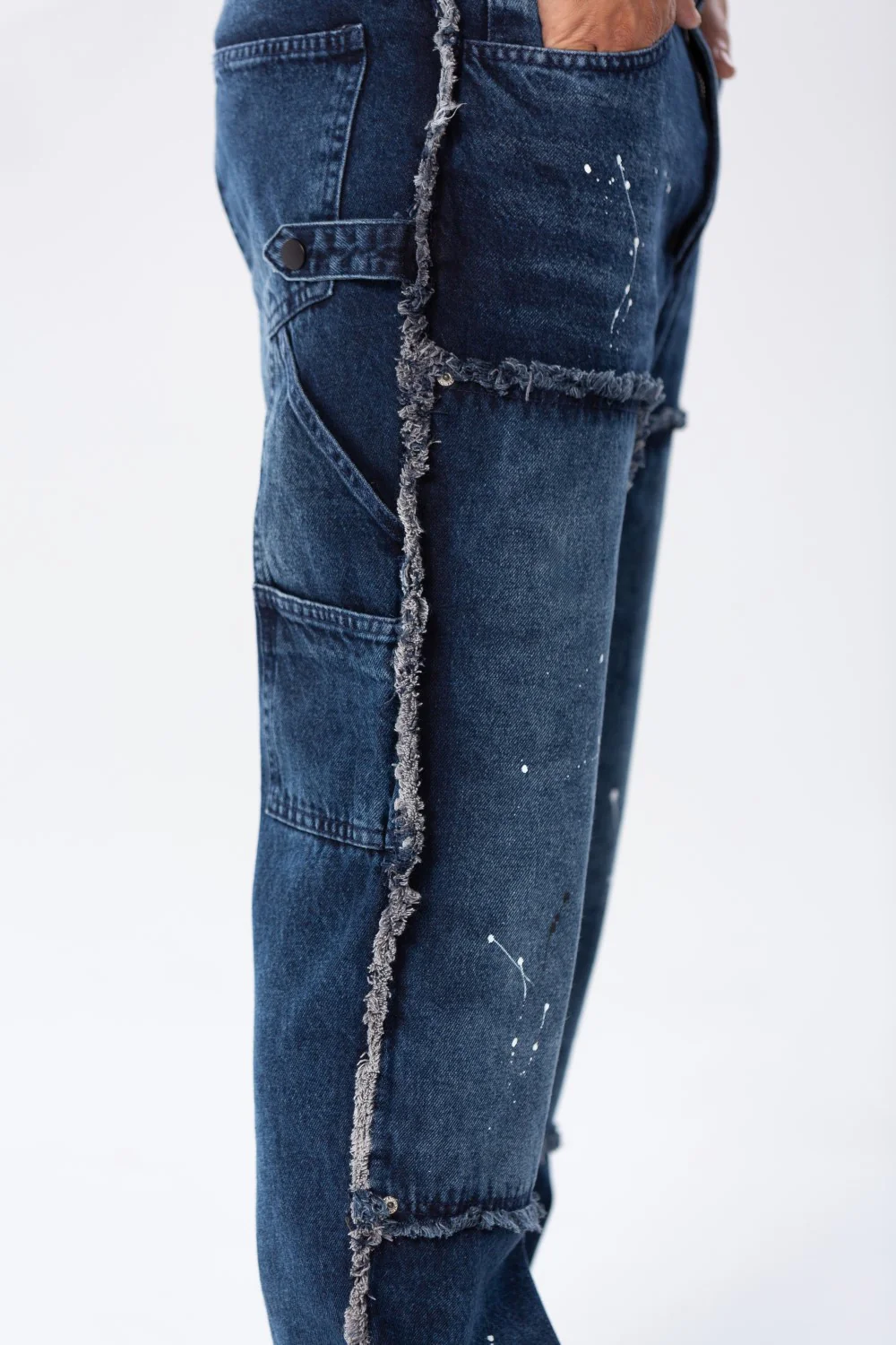 Men's Cargo Jeans Pants With A Modern Print And Cut - Image 3