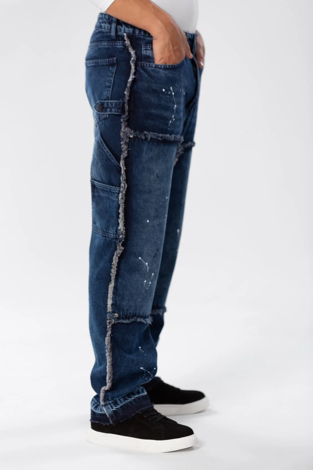 Men's Cargo Jeans Pants With A Modern Print And Cut - Image 4
