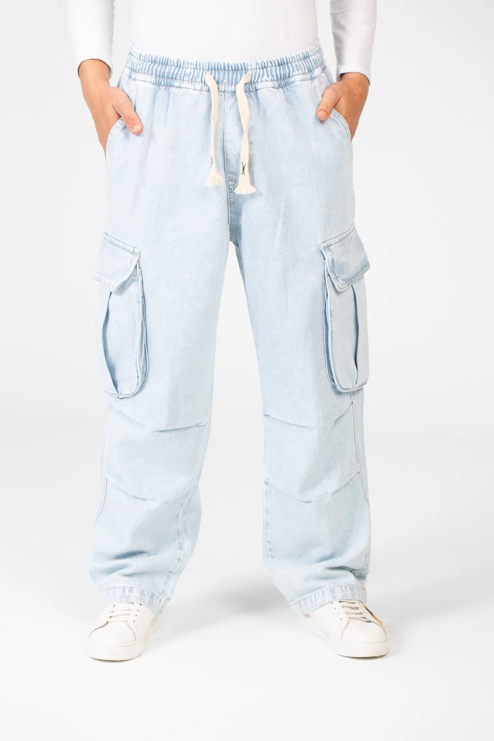 Men's Cargo Jeans Pants With Elastic Waist And Side Pockets - Image 17