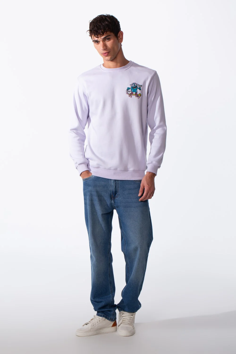 Men's Cartoon Graffiti Print Slim Fit Round Neck Sweatshirt - Image 11