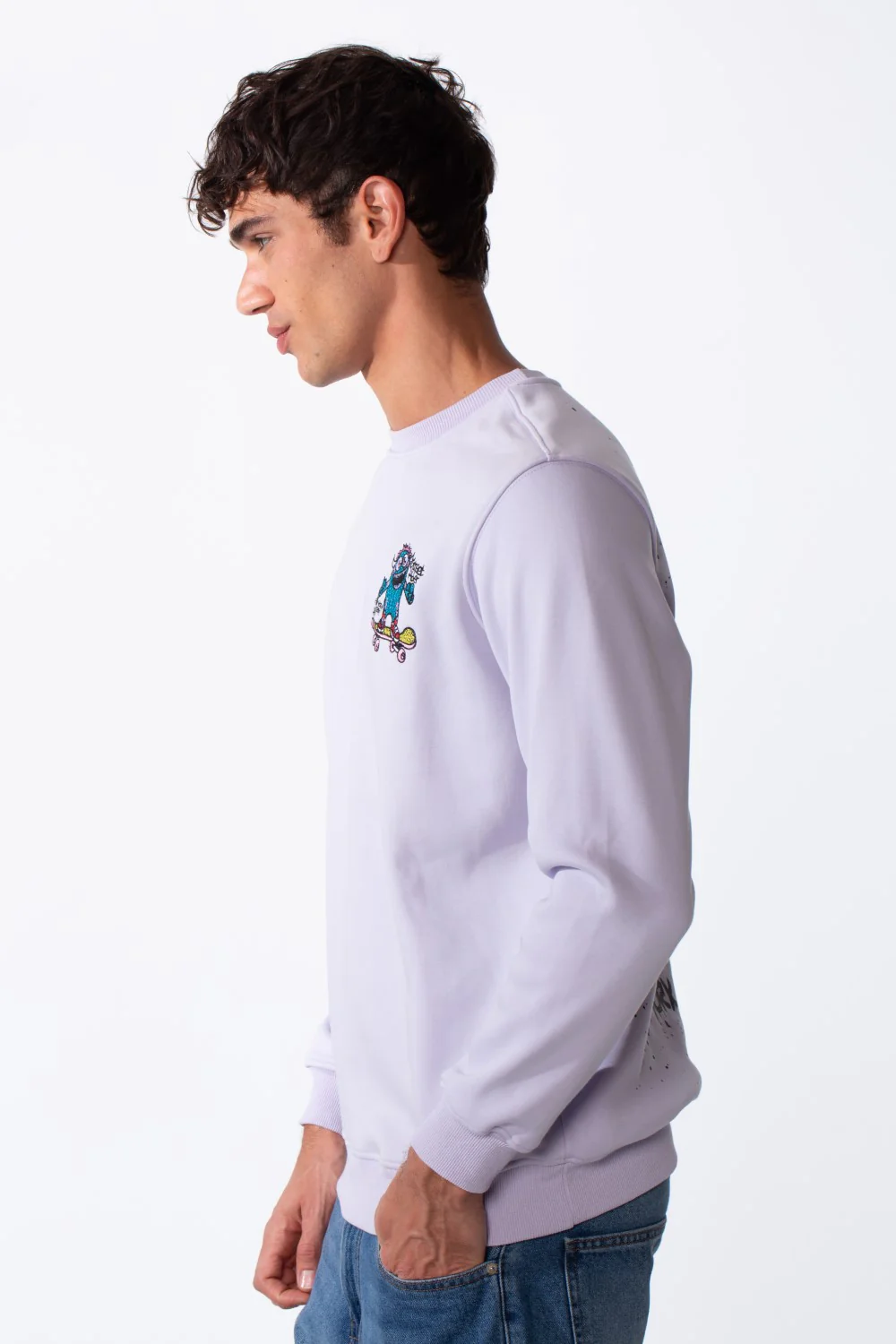 Men's Cartoon Graffiti Print Slim Fit Round Neck Sweatshirt - Image 12