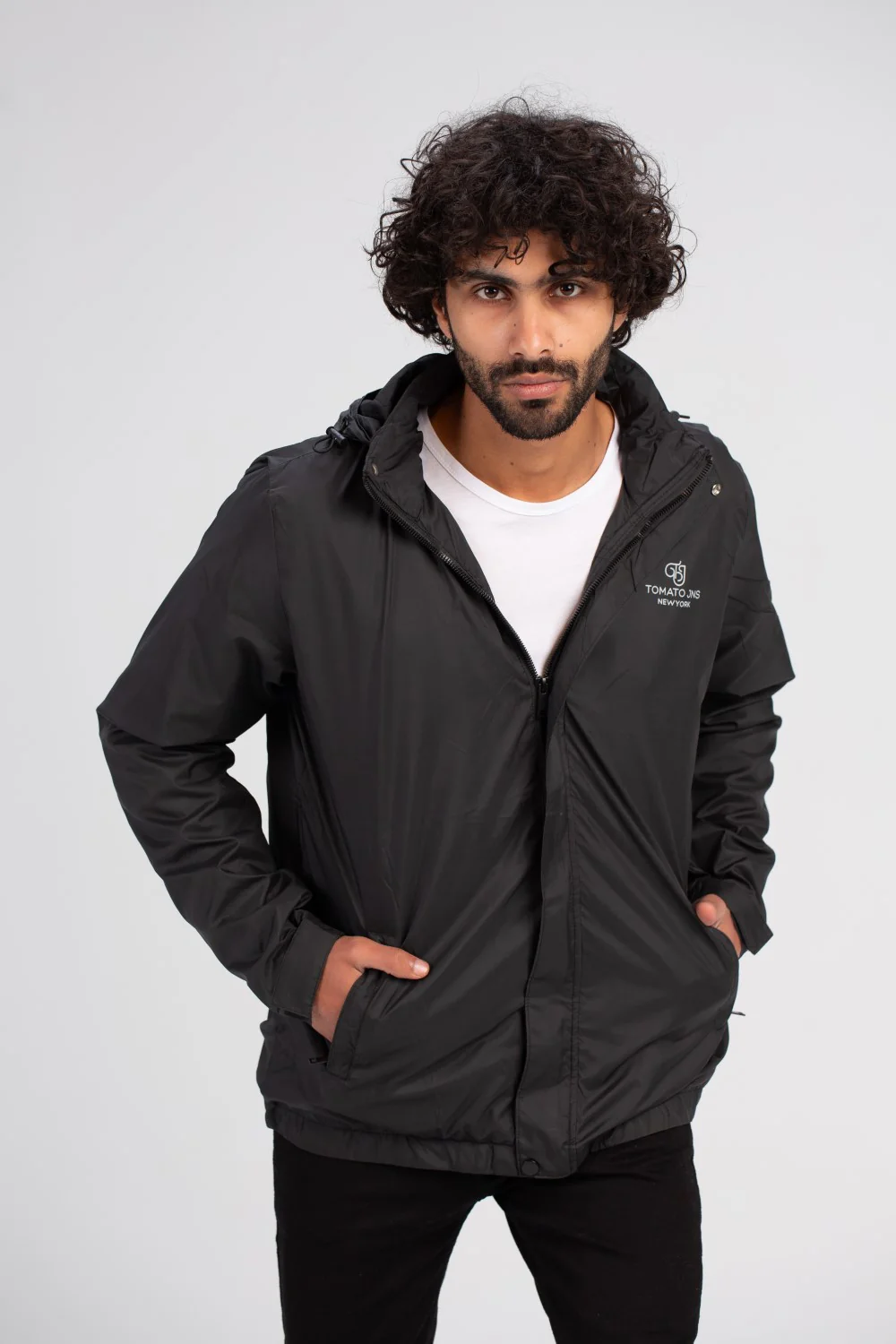 Men's Casual Full Zipper Waterproof Front Print Side Pockets Jacket With Unique Style - Image 3