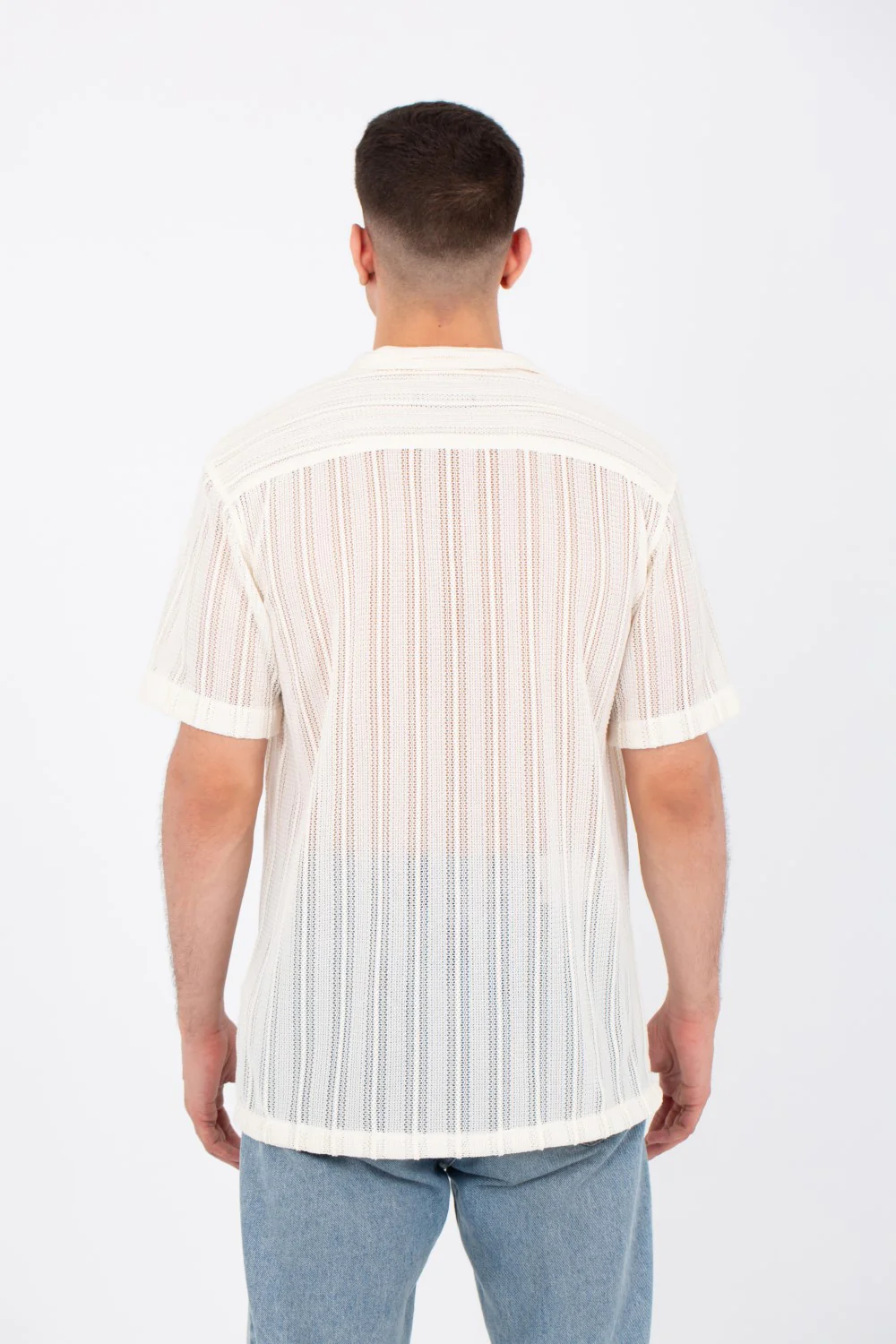 Mens Casual See Through Trico Shirt Summer Short Sleeve Button Front - Image 5