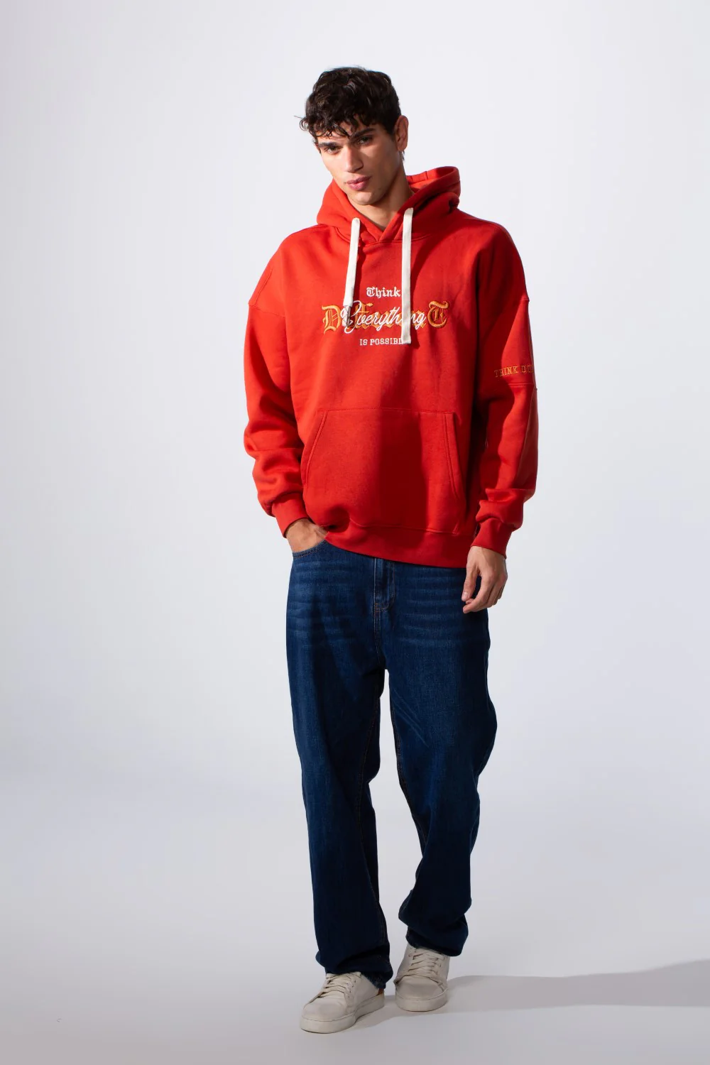 Men's Center Front Print Oversized Hooded Sweatshirt - Image 11