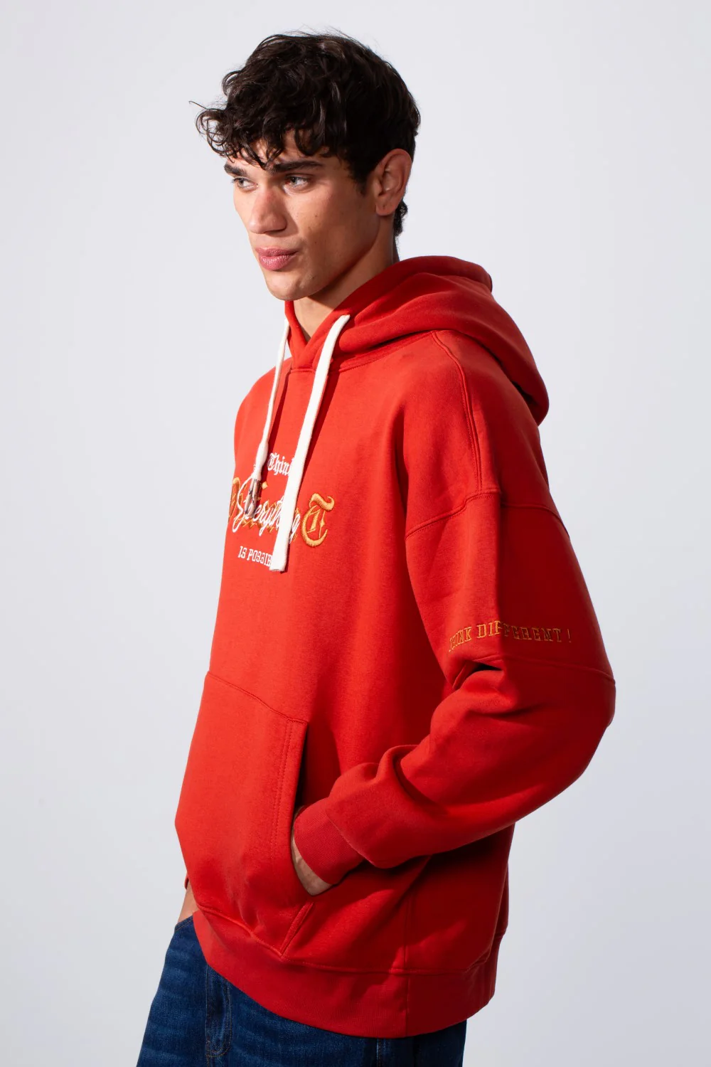 Men's Center Front Print Oversized Hooded Sweatshirt - Image 12