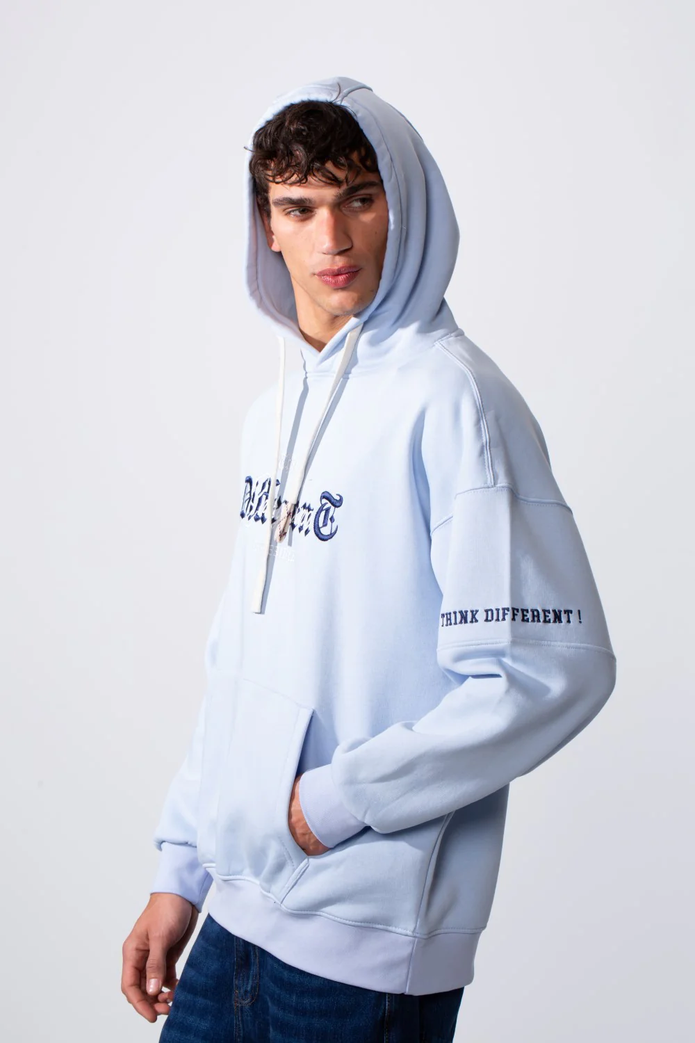 Men's Center Front Print Oversized Hooded Sweatshirt - Image 3
