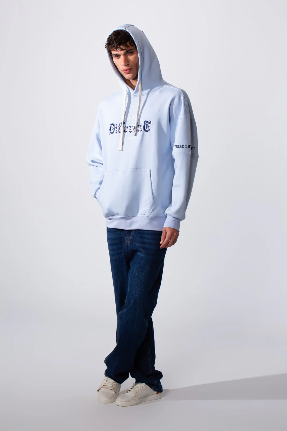 Men's Center Front Print Oversized Hooded Sweatshirt - Image 4