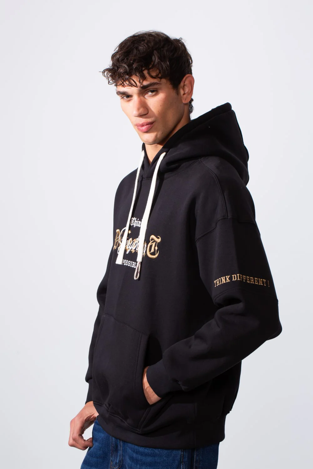 Men's Center Front Print Oversized Hooded Sweatshirt - Image 8