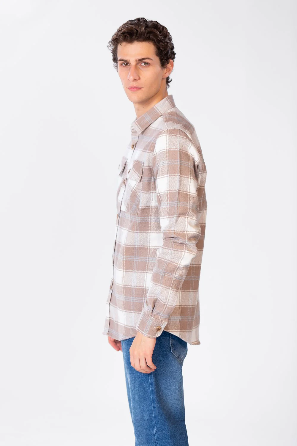 Men's Check Shirt With Long Sleeves And Pockets - Image 3