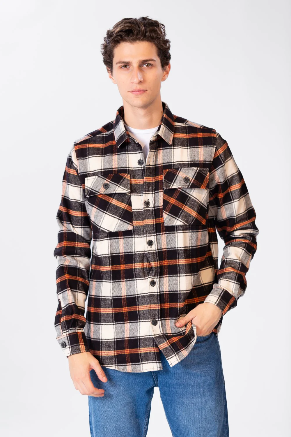 Men's Check Shirt With Long Sleeves And Pockets - Image 5