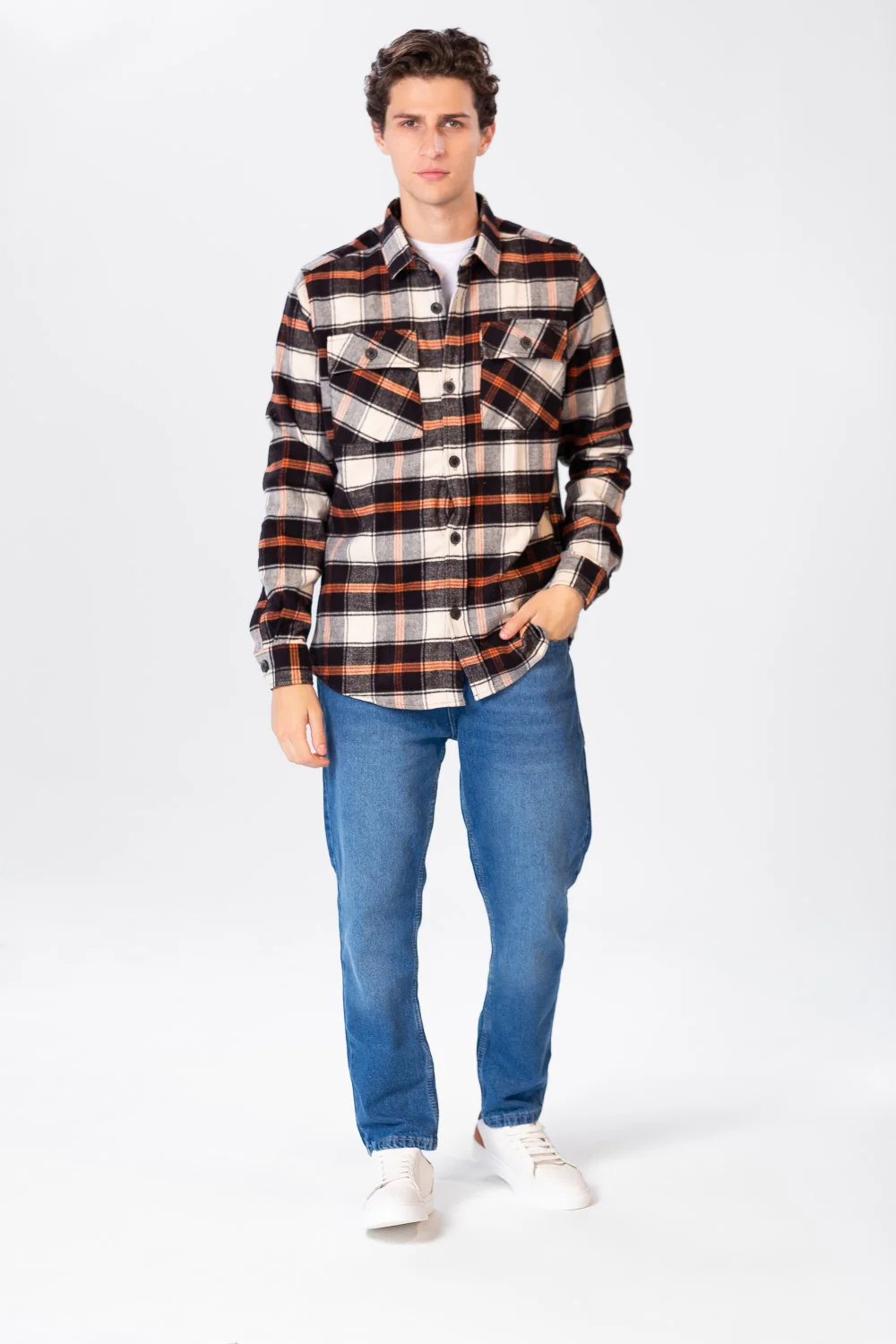 Men's Check Shirt With Long Sleeves And Pockets - Image 8