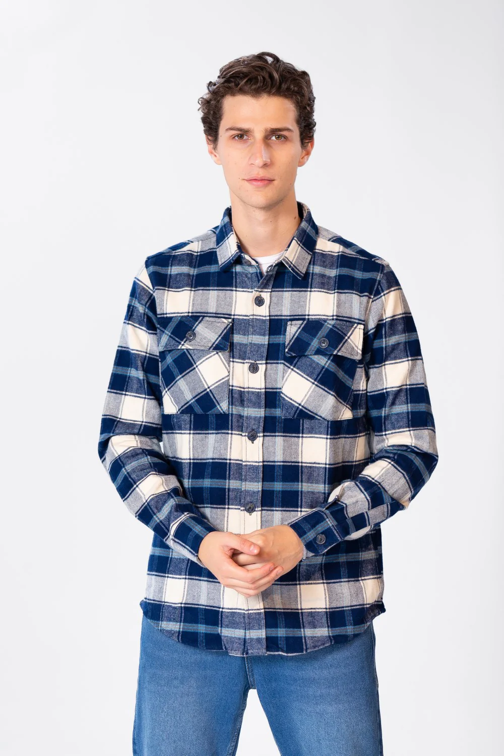 Men's Check Shirt With Long Sleeves And Pockets - Image 9