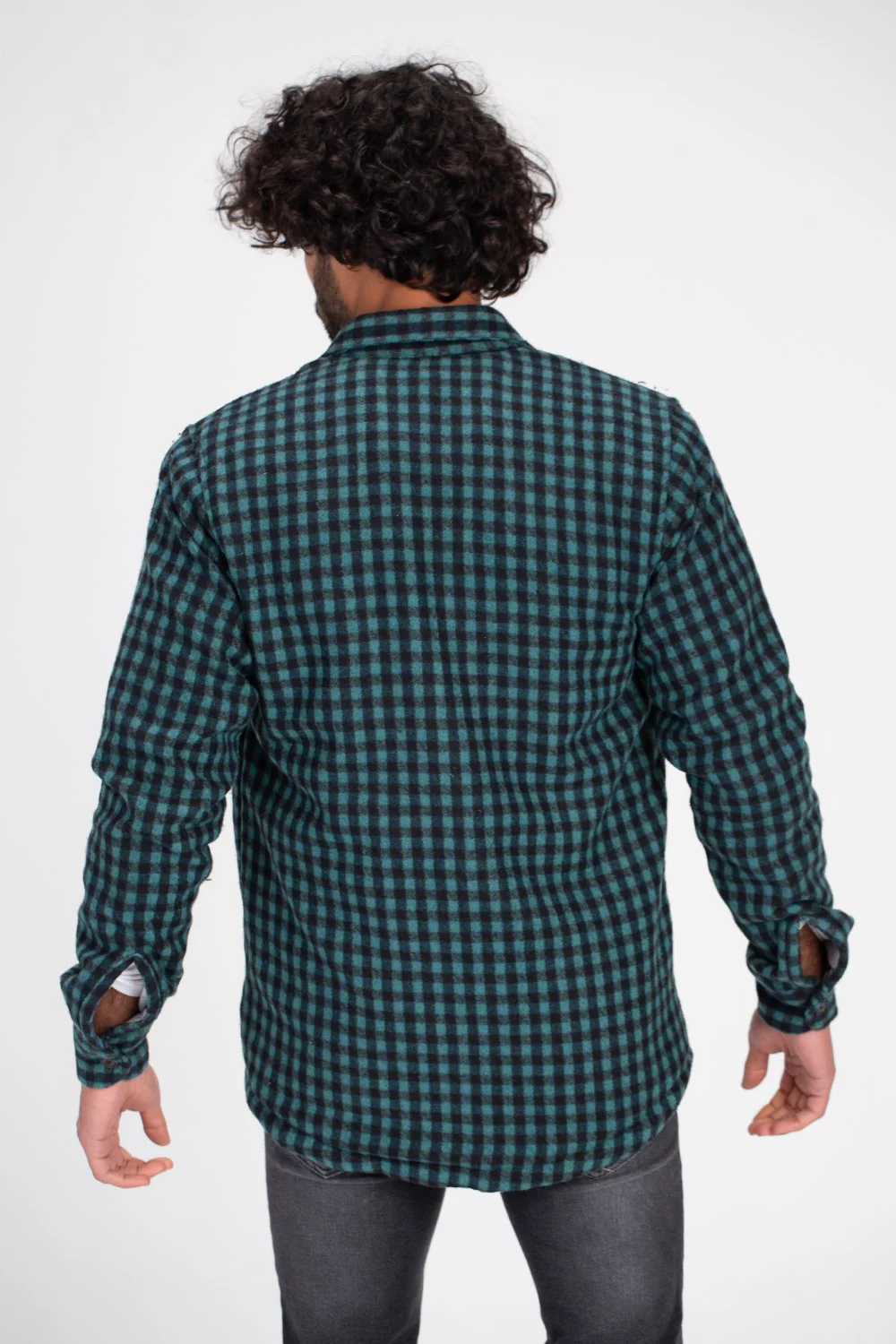 Men's Checked Regular Fit Front Pockets Padded Made Of Soft Wool Shirt - Image 2
