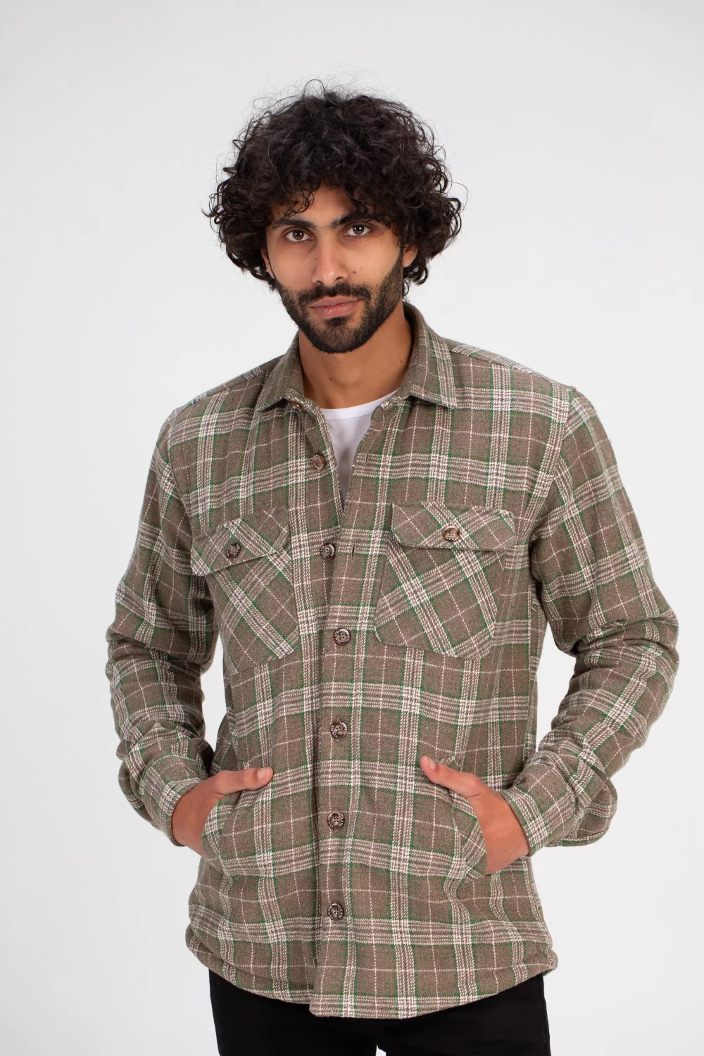 Men's Checked Regular Fit Front Pockets Padded Shirt