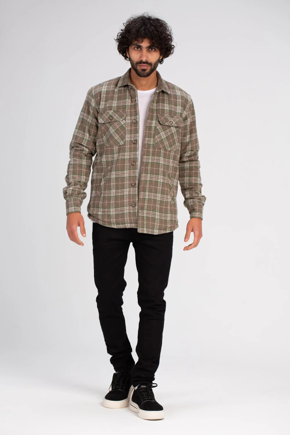 Men's Checked Regular Fit Front Pockets Padded Shirt - Image 3