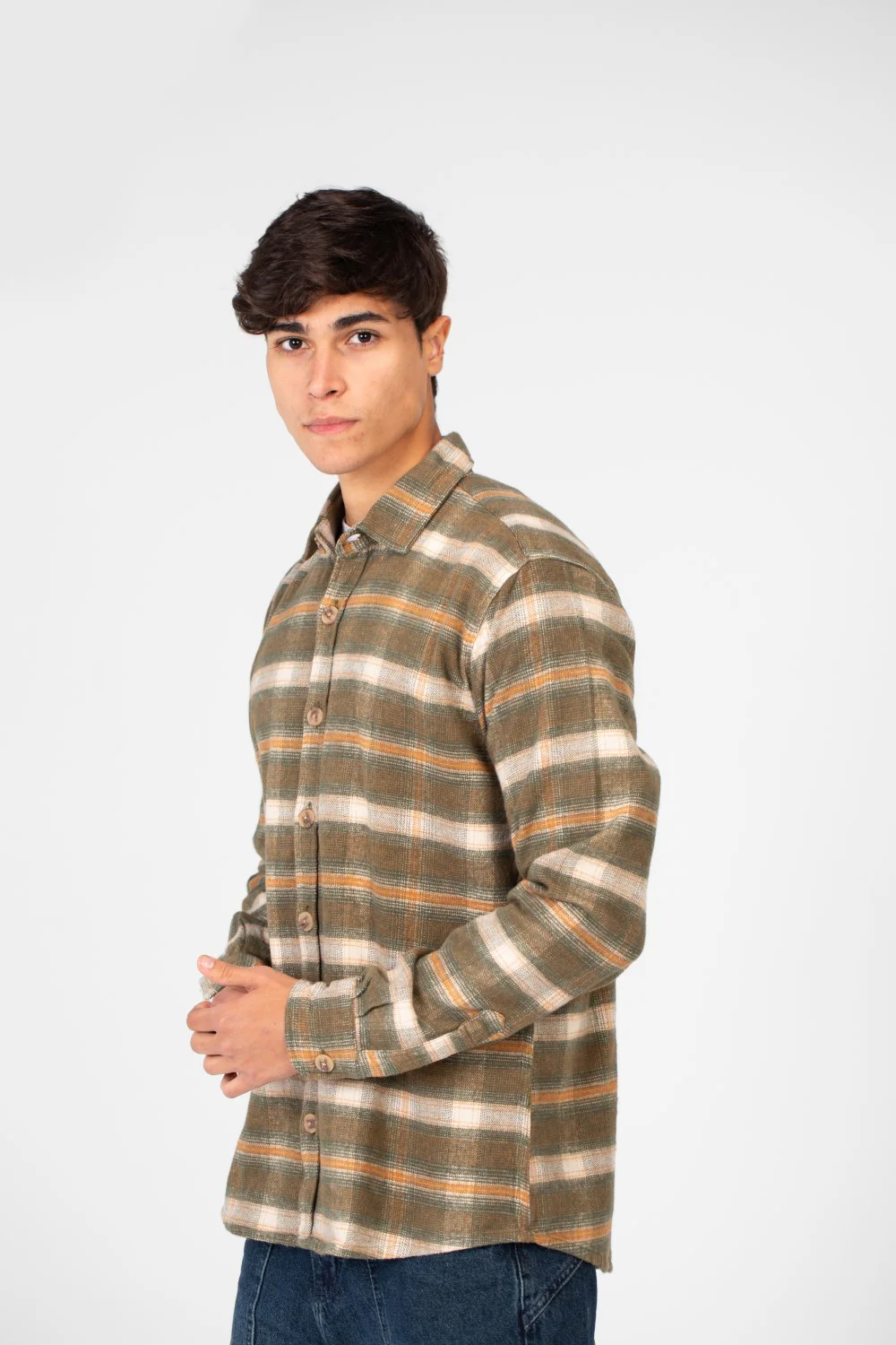 Men's Checked Shirt With Button Front And Long Sleeves - Image 11