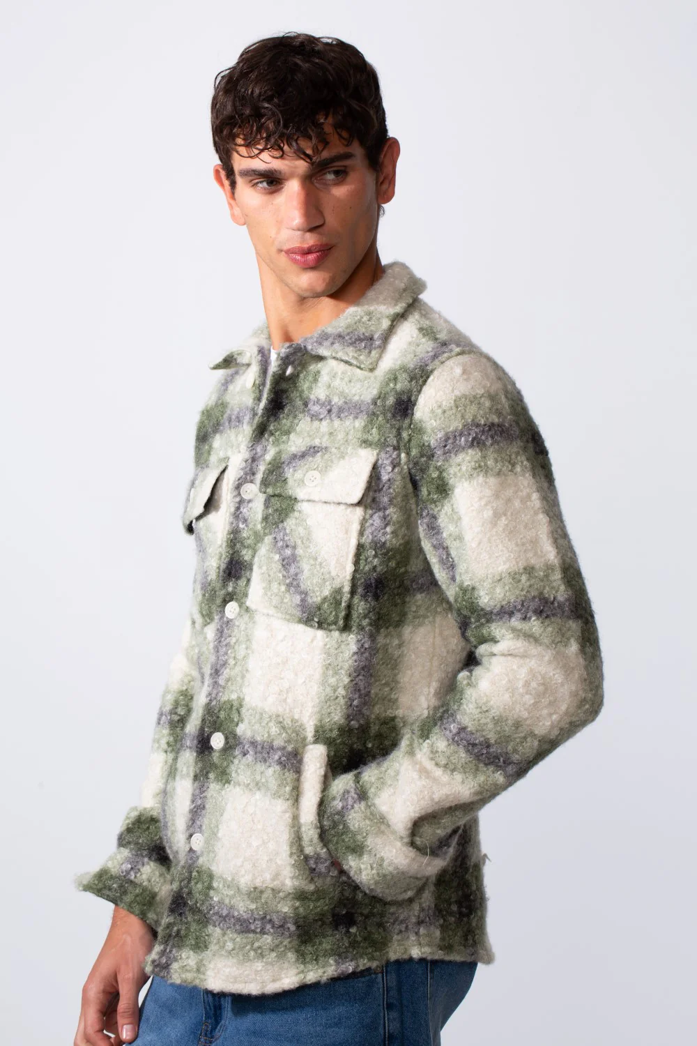 Men's Checked Slim Fit Wool Casual Shirt - Image 4