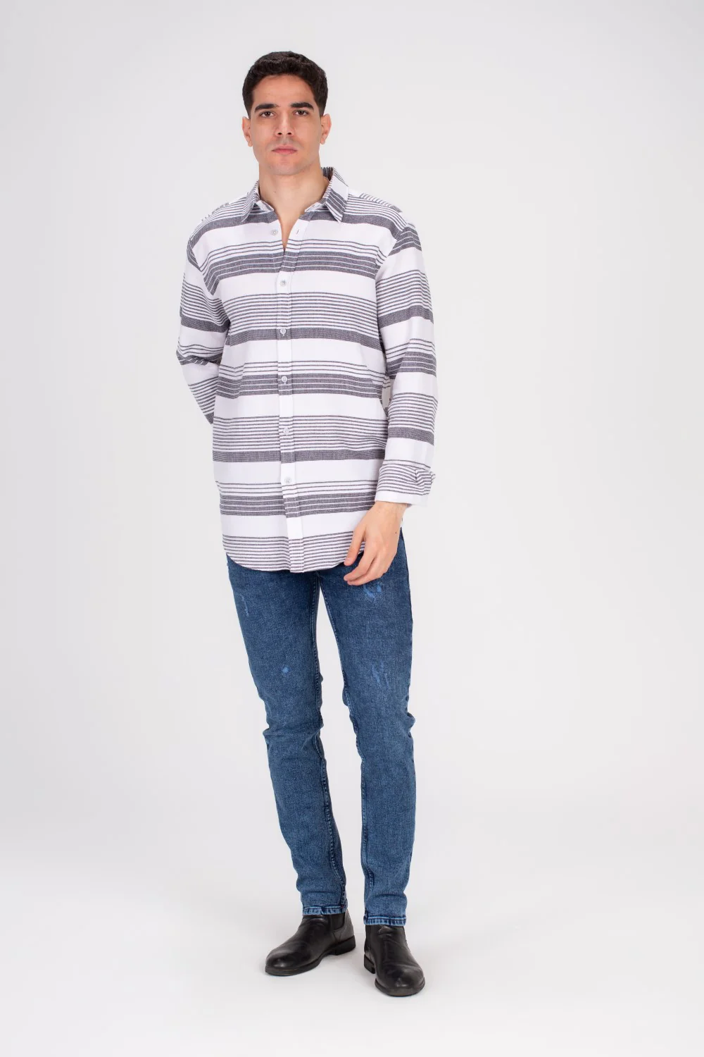Men's Checked Soft Material Unique Style Shirt Perfect For Chilly Days Or Casual Outings - Image 4