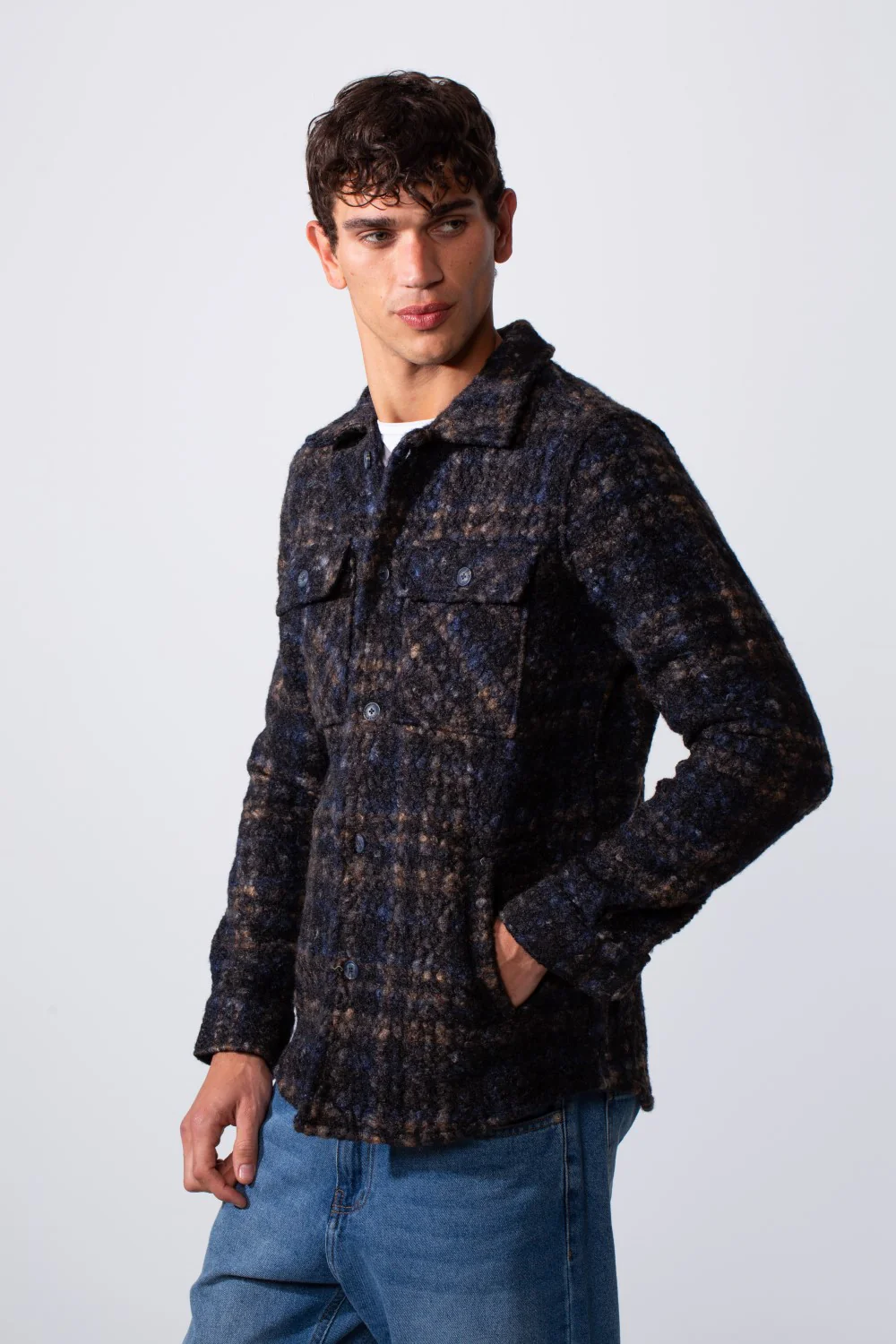 Men's Checked Wool Slim Fit Shirt - Image 4