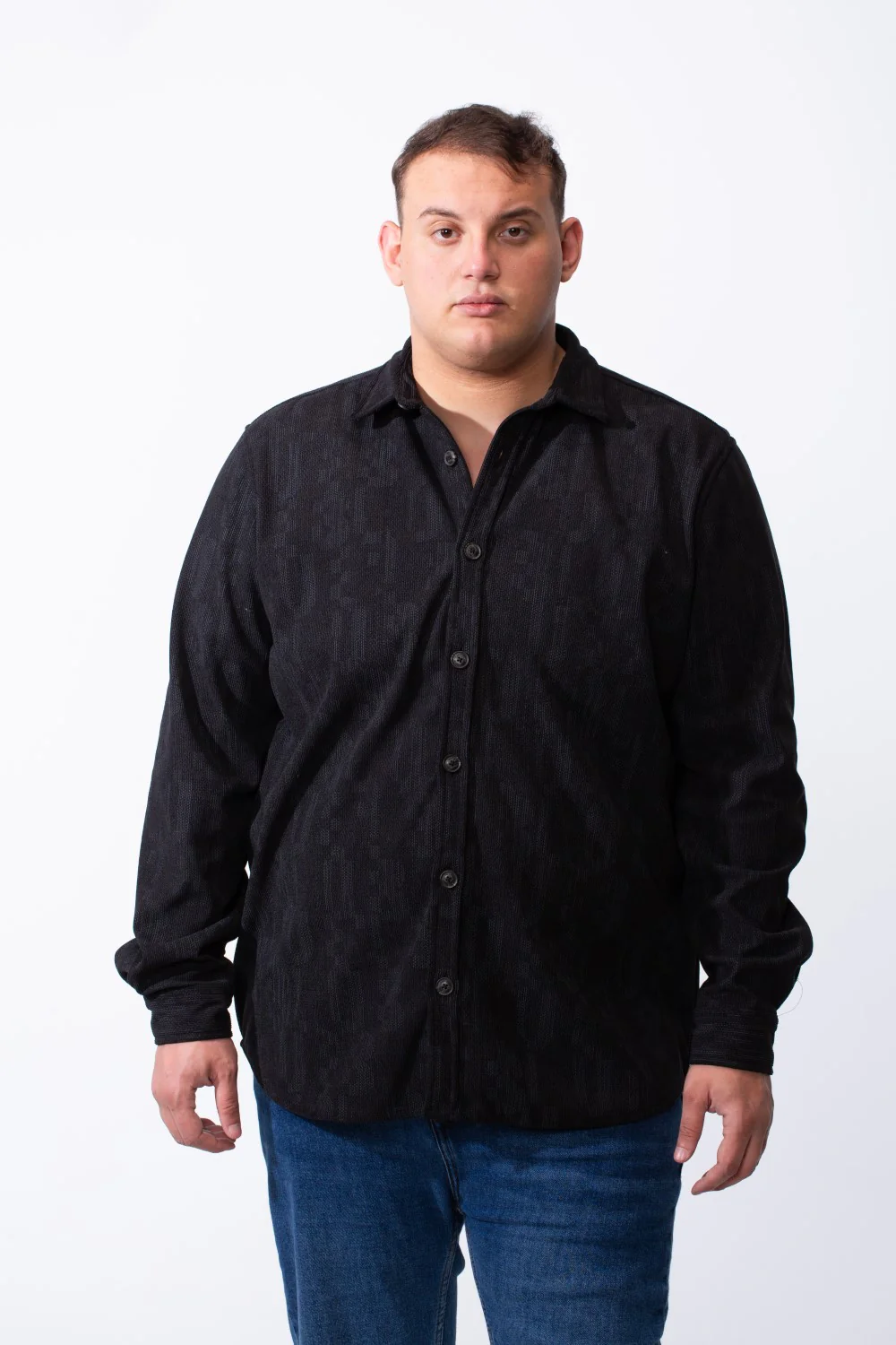 Men's Classic Button Down Buttoned Cuffs Textured Tonal Print Smart Casual Look Tomato Store Big Size Shirt