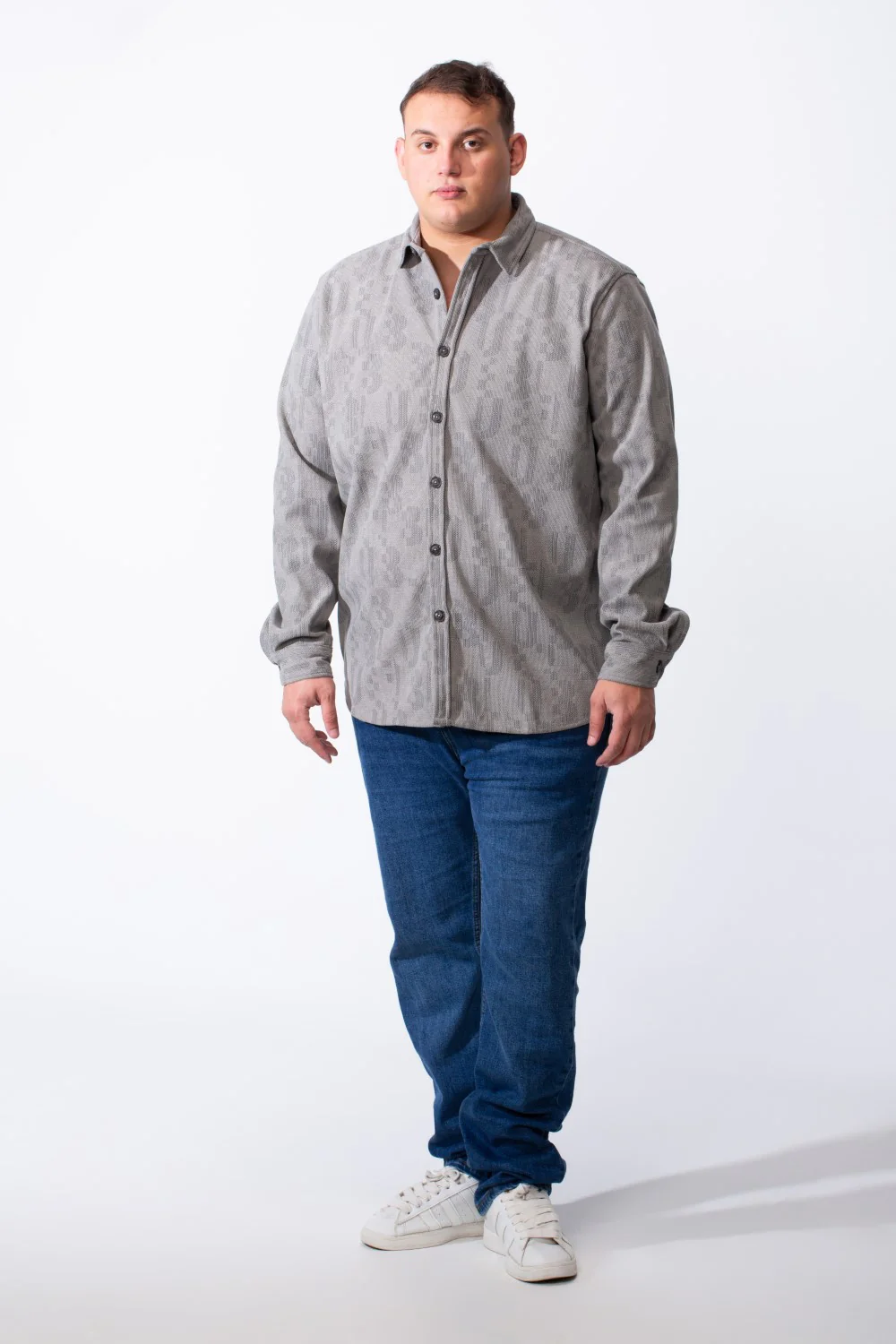 Men's Classic Button Down Buttoned Cuffs Textured Tonal Print Smart Casual Look Tomato Store Big Size Shirt - Image 11