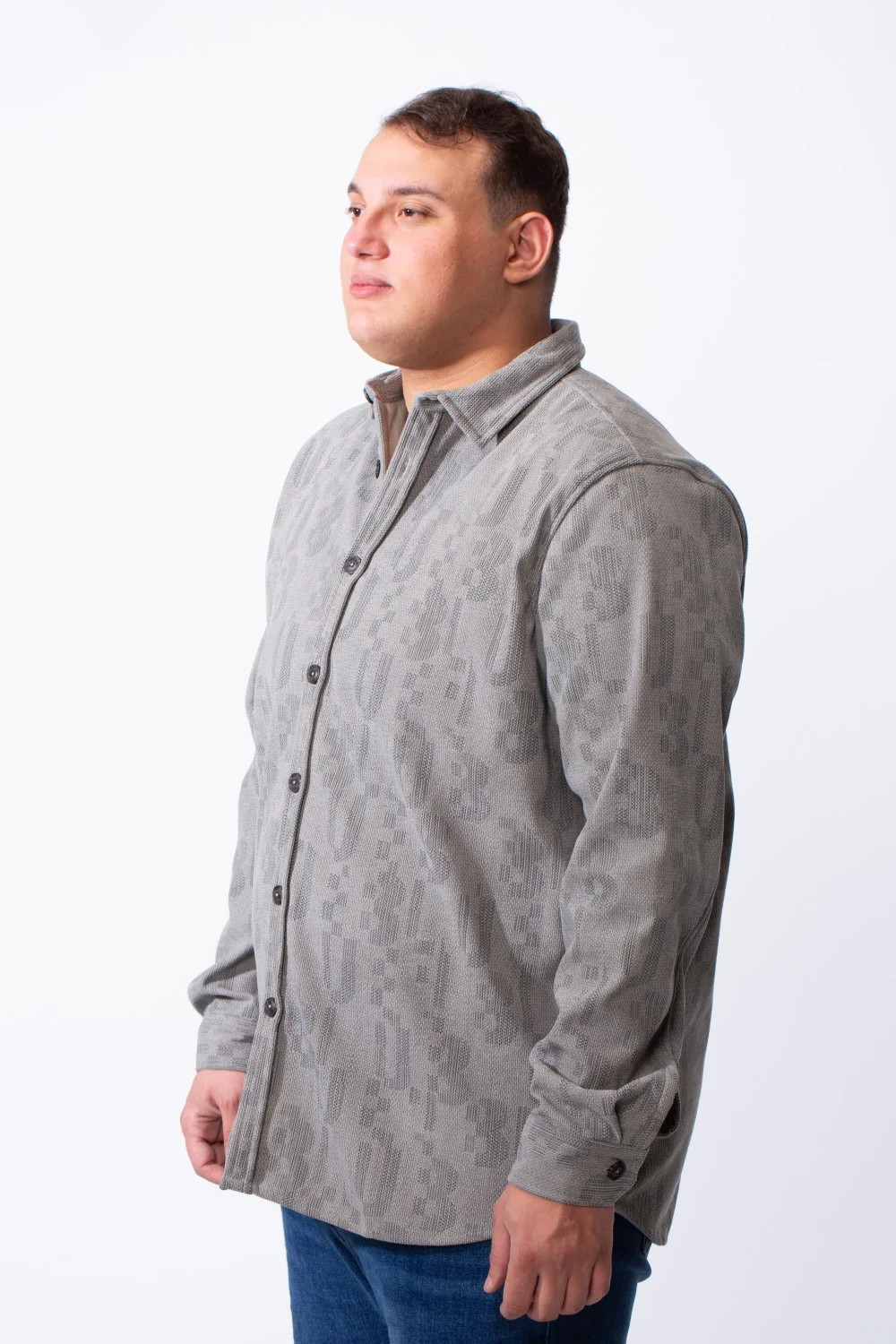 Men's Classic Button Down Buttoned Cuffs Textured Tonal Print Smart Casual Look Tomato Store Big Size Shirt - Image 12