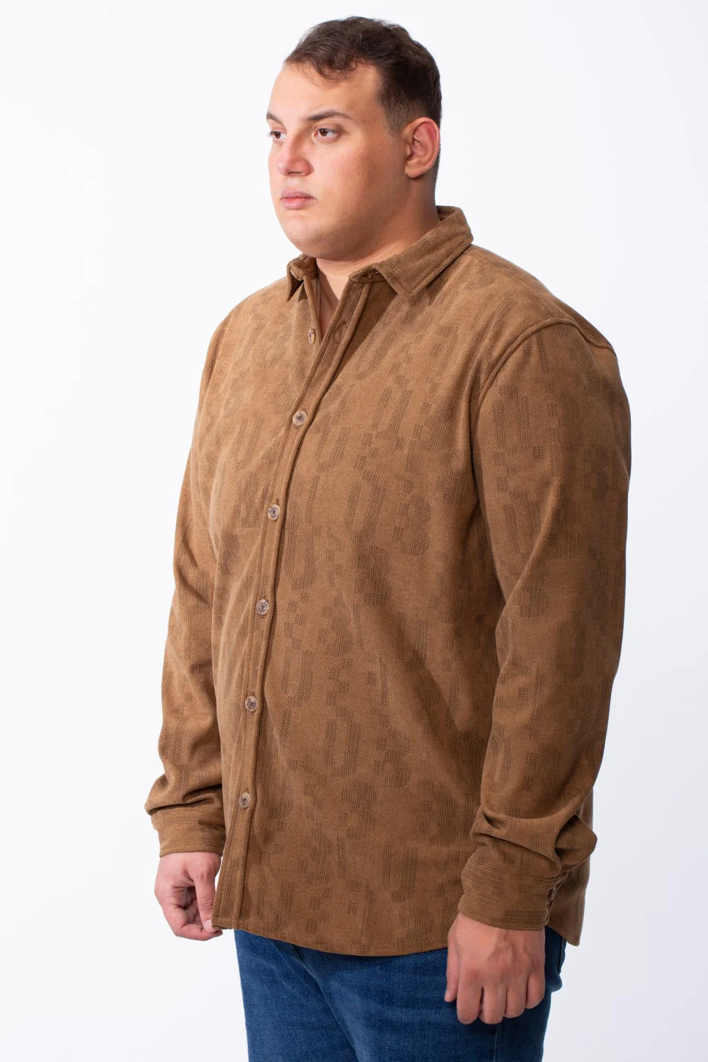 Men's Classic Button Down Buttoned Cuffs Textured Tonal Print Smart Casual Look Tomato Store Big Size Shirt - Image 8