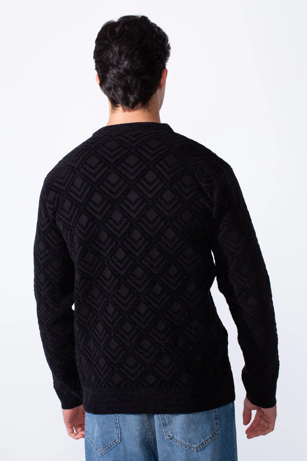 Men's Classic Crew Neck Textured Pattern Knit Modern Slim Fit Pullover - Image 2