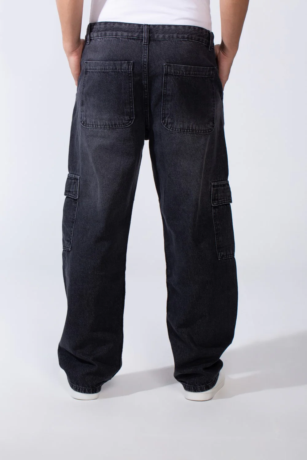 Men's Classic Jeans Denim With Side Pockets Flap Closures Cargo Fit Casual Pants - Image 2