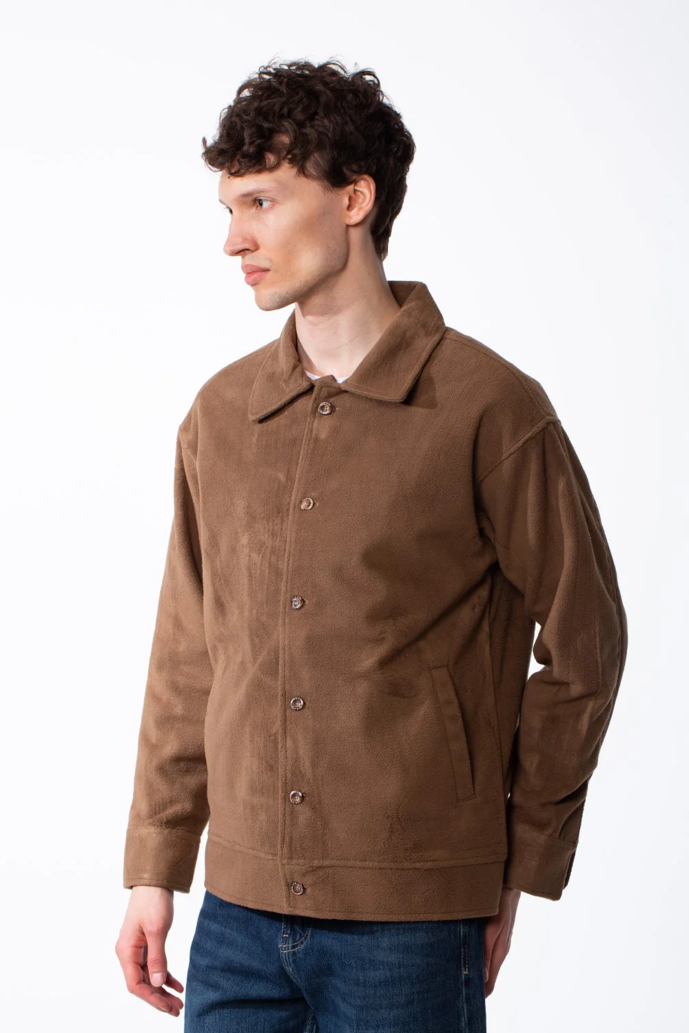 Men's Classic Point Collar Discrete Side Pockets Functional Button-Down Front Woolen Felt Jacket - Image 8