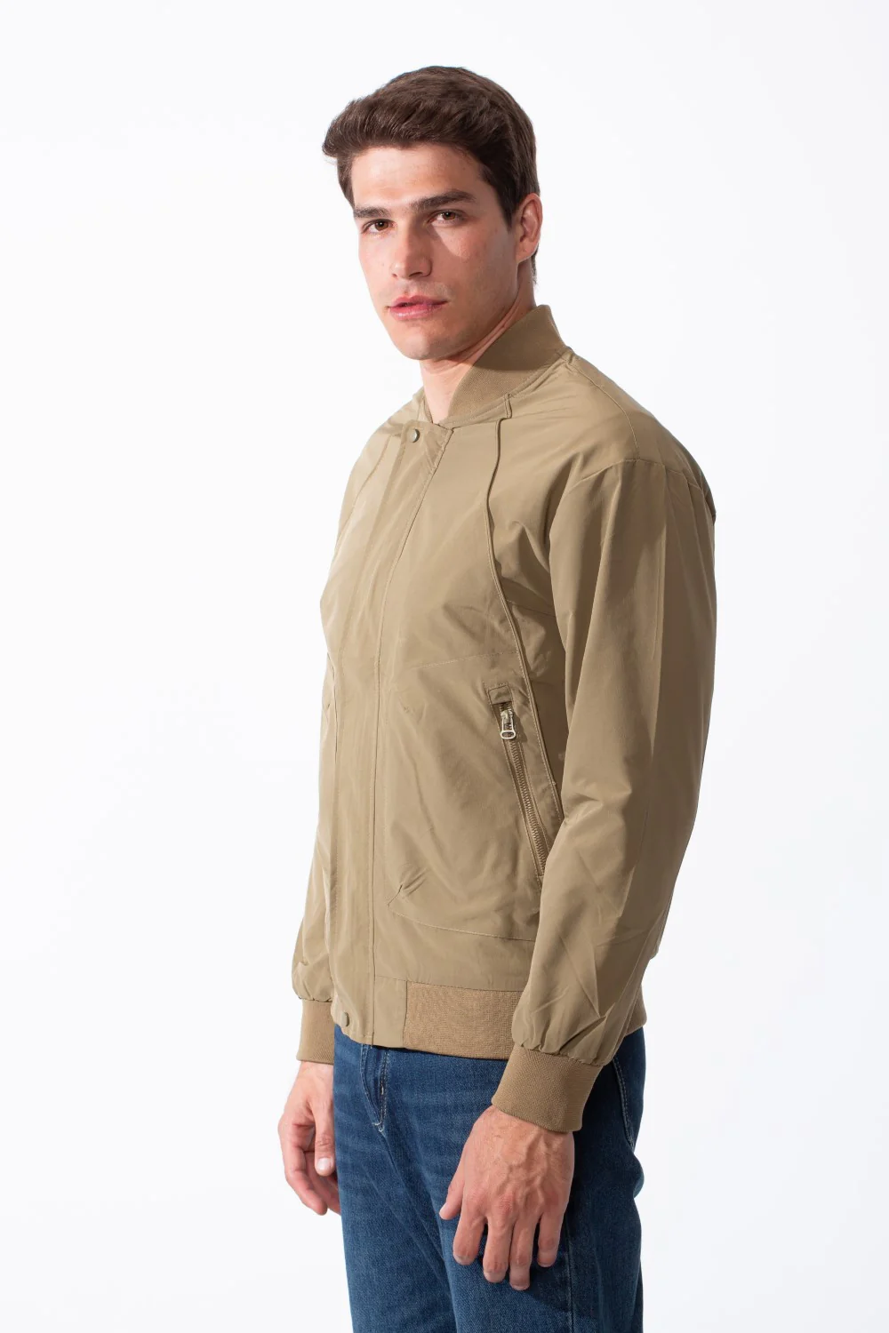 Men's Classic Ribbed With Snap Buttons Zippered Side Pockets Bomber Jacket - Image 13
