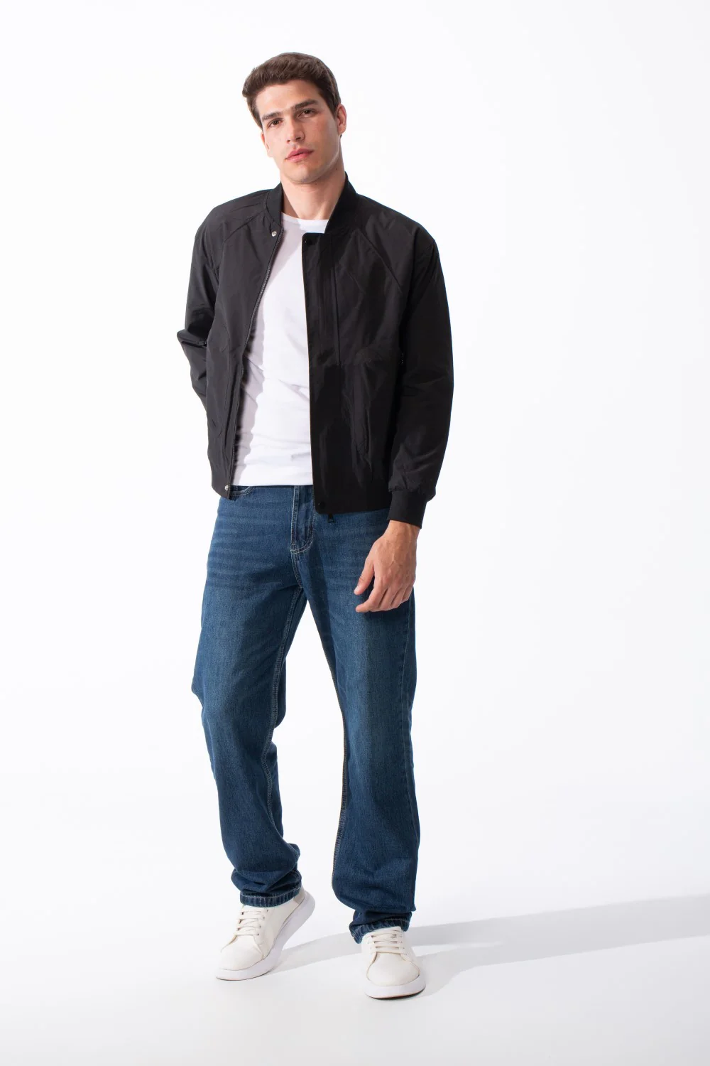 Men's Classic Ribbed With Snap Buttons Zippered Side Pockets Bomber Jacket - Image 3