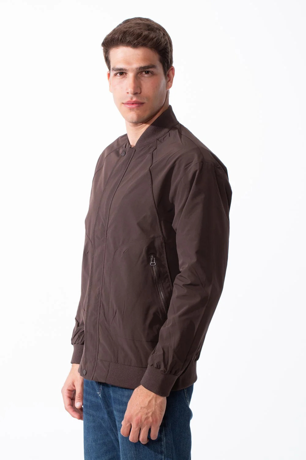 Men's Classic Ribbed With Snap Buttons Zippered Side Pockets Bomber Jacket - Image 9