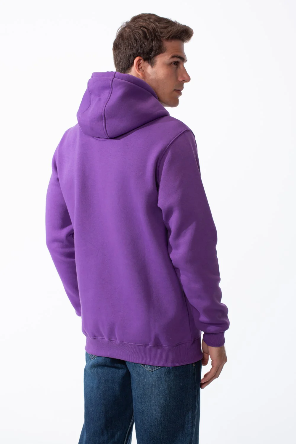 Men's Classic Zip-Up Hooded Neck Chest Logo Print Maximum Comfort Practical Sporty Slim Fit Look Melton Sweatshirt - Image 6