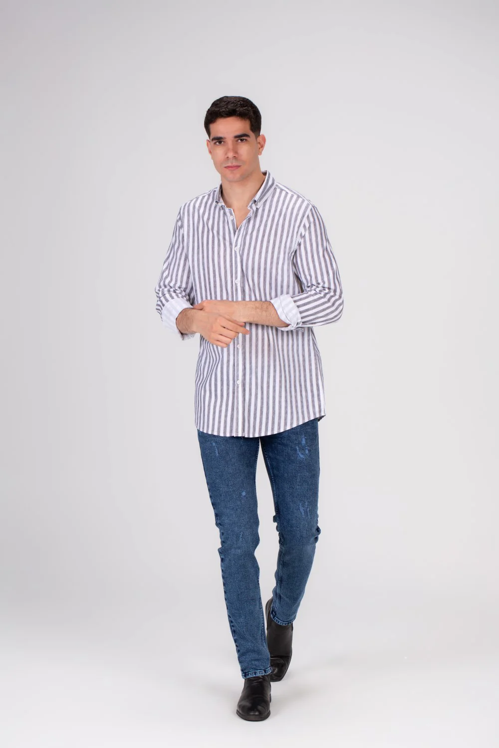 Men's Cotton Regular Fit Striped Details Long Sleeves Shirt Perfect For Any Casual Occasion - Image 4