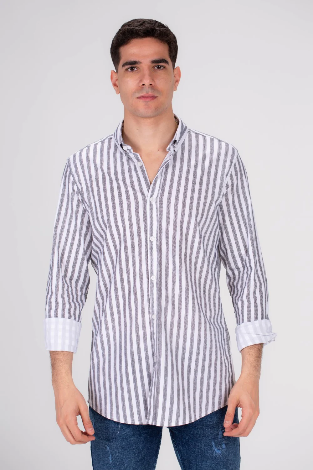 Men's Cotton Regular Fit Striped Details Long Sleeves Shirt Perfect For Any Casual Occasion - Image 6