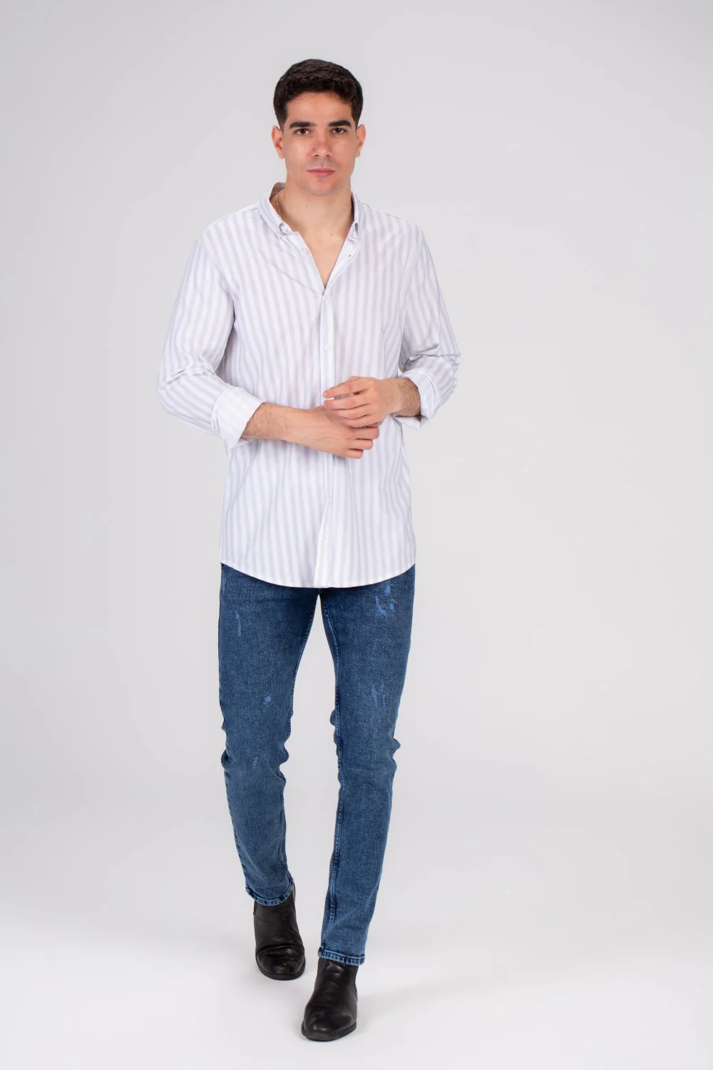 Men's Cotton Regular Fit Striped Details Long Sleeves Shirt Perfect For Any Casual Occasion - Image 7