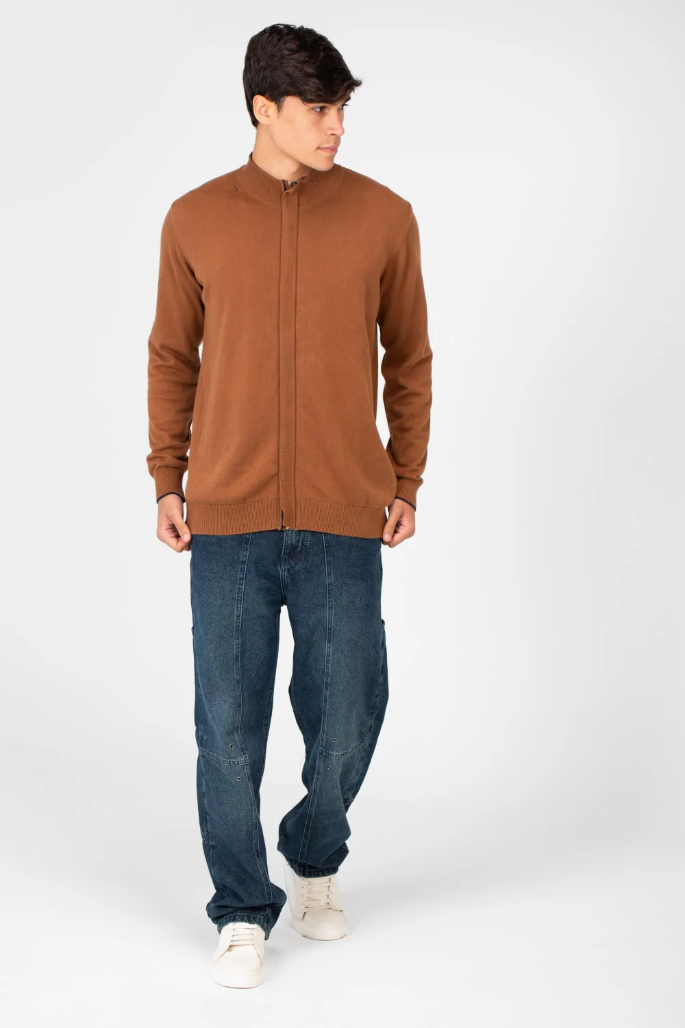 Men's Cotton Sweater Pullover With A Round Neck And Full Zip - Image 12
